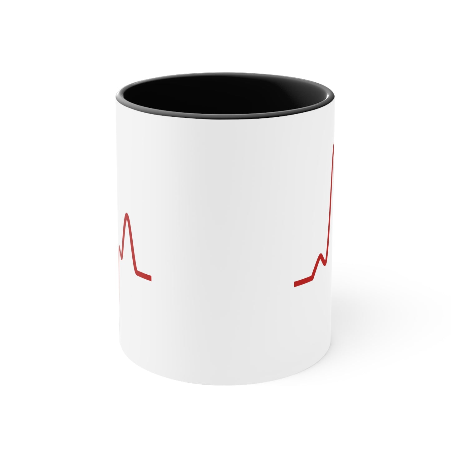 Sine Wave Coffee Mug - Double Sided Black Accent White Ceramic 11oz by TheGlassyLass.com