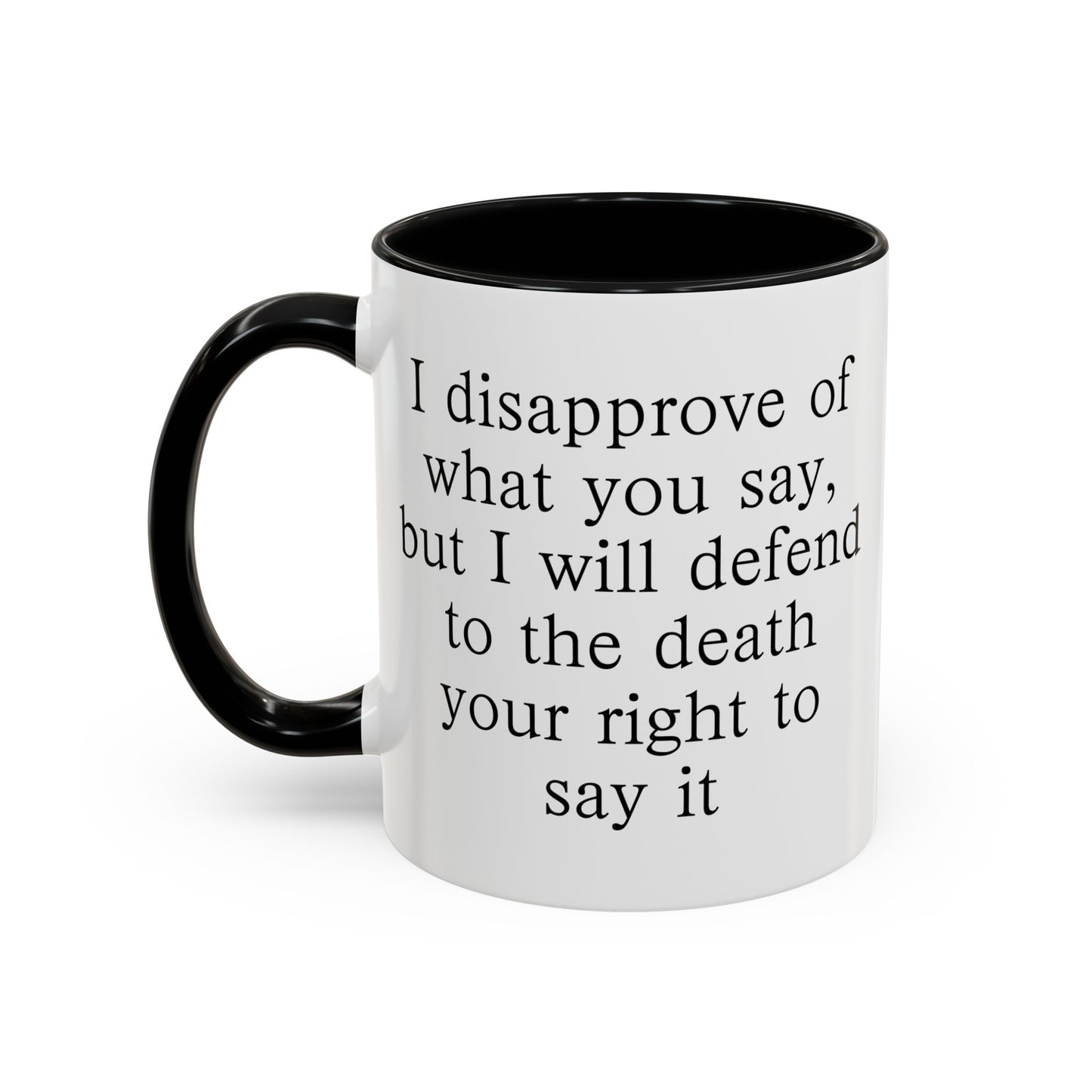 Defend To The Death Coffee Mug - Double Sided Black Accent White Ceramic 11oz by TheGlassyLass.com