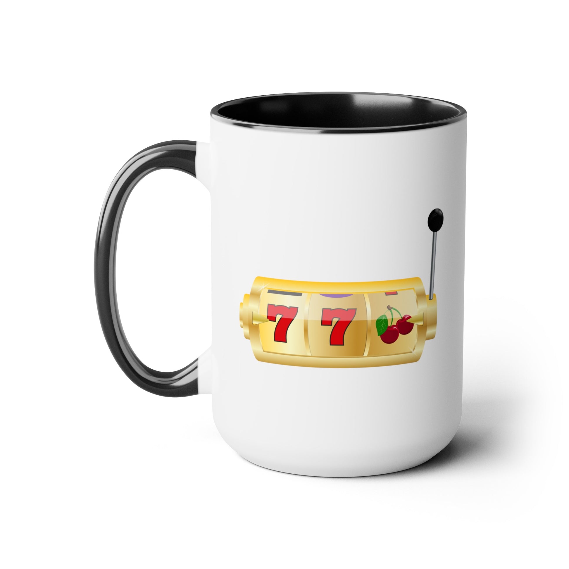 Slot Machine Coffee Mug - Double Sided Black Accent White Ceramic 15oz by TheGlassyLass.com