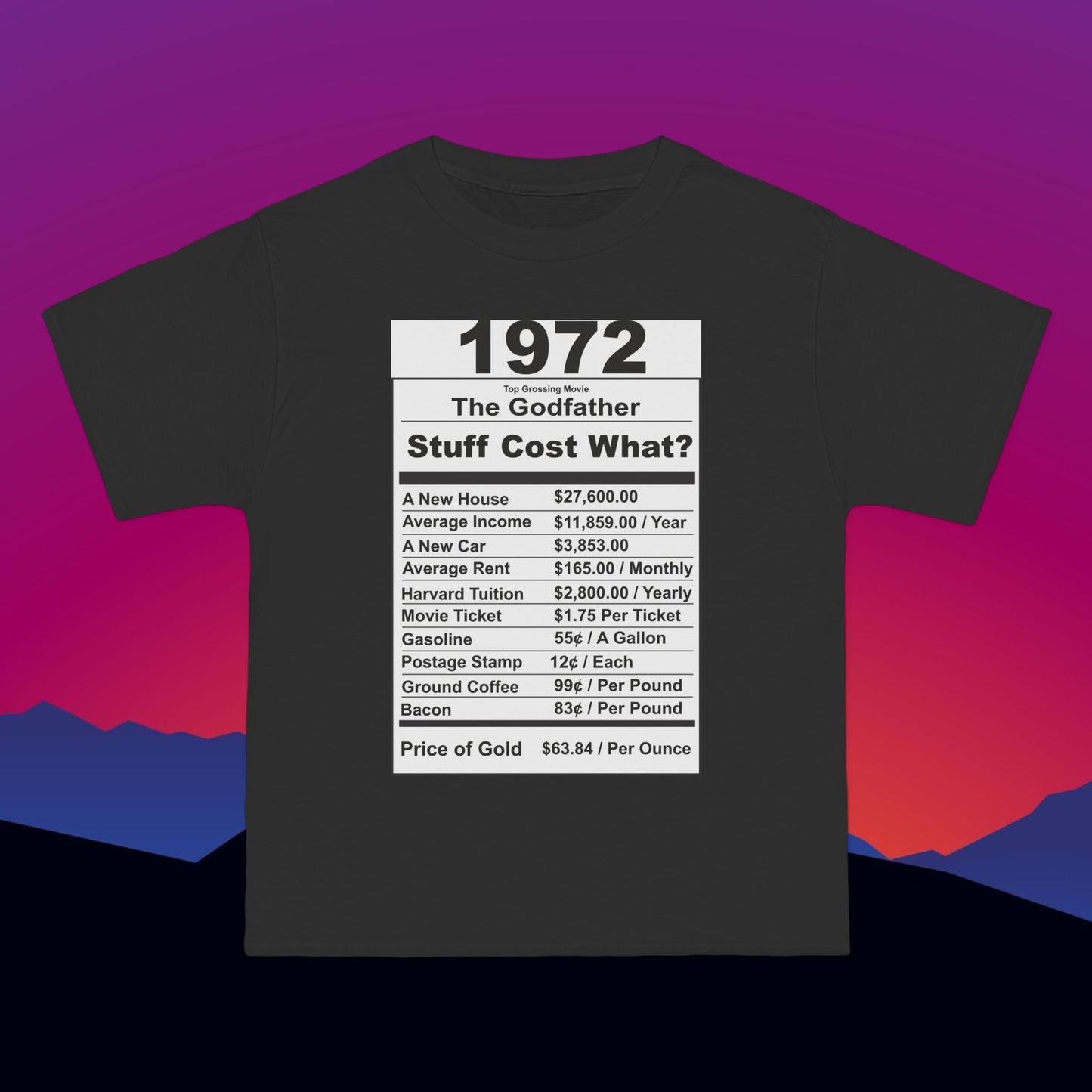 1972 Birthday T-Shirt: (Hanes Beefy-T 100% Preshrunk Cotton Custom Printed by TheGlassyLass.com