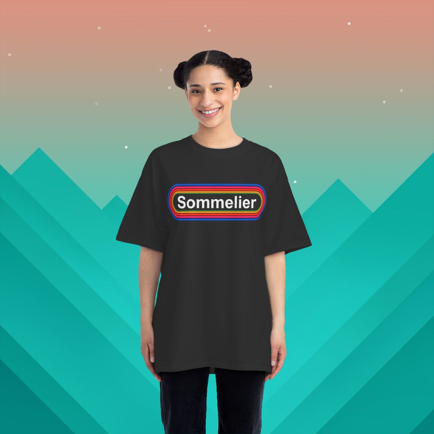 Sommelier Rainbow T-Shirt: (Hanes Beefy-T 100% Preshrunk Cotton Custom Printed by TheGlassyLass.com