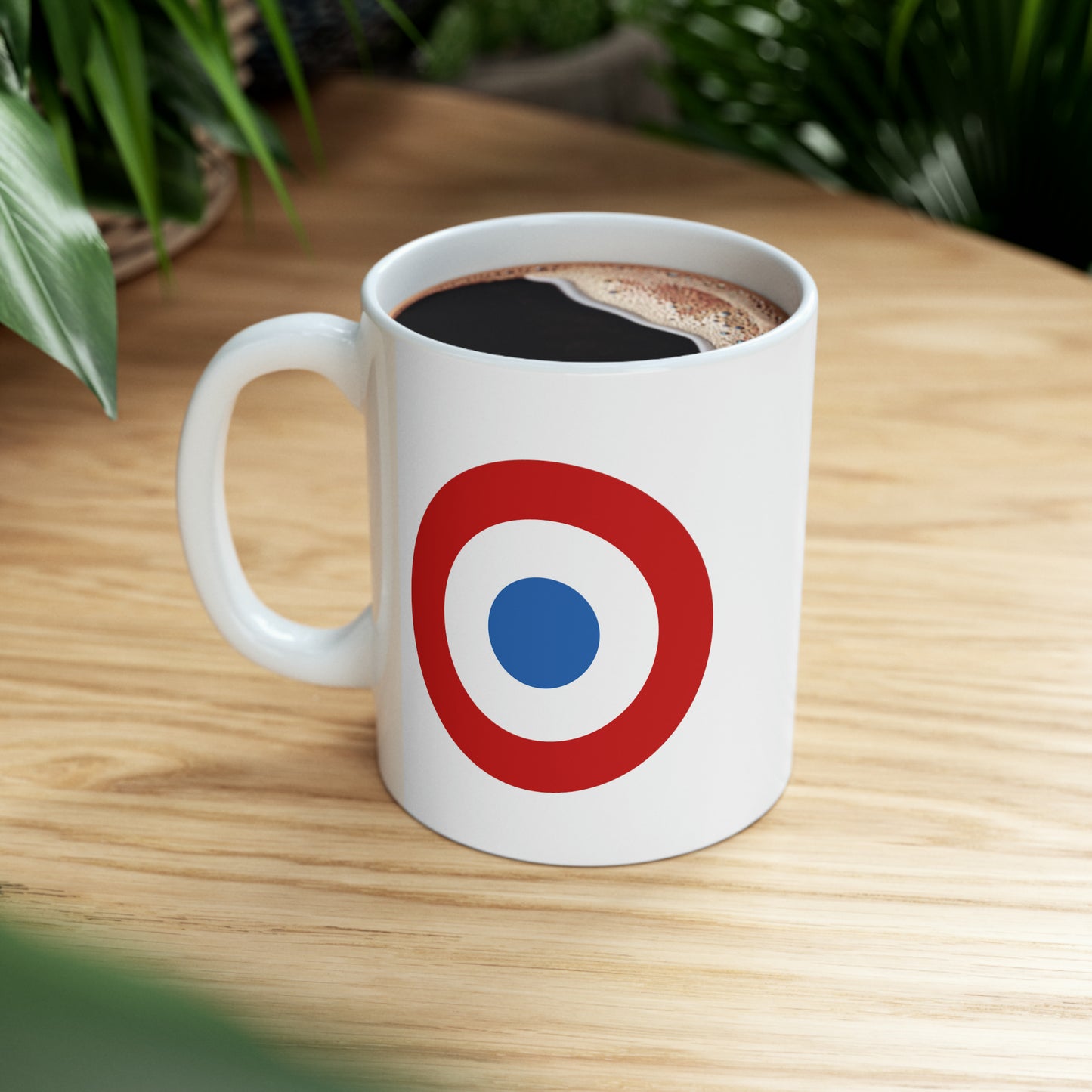 French Air Force Roundel Coffee Mug - Double Sided White Ceramic 11oz - By TheGlassyLass.com