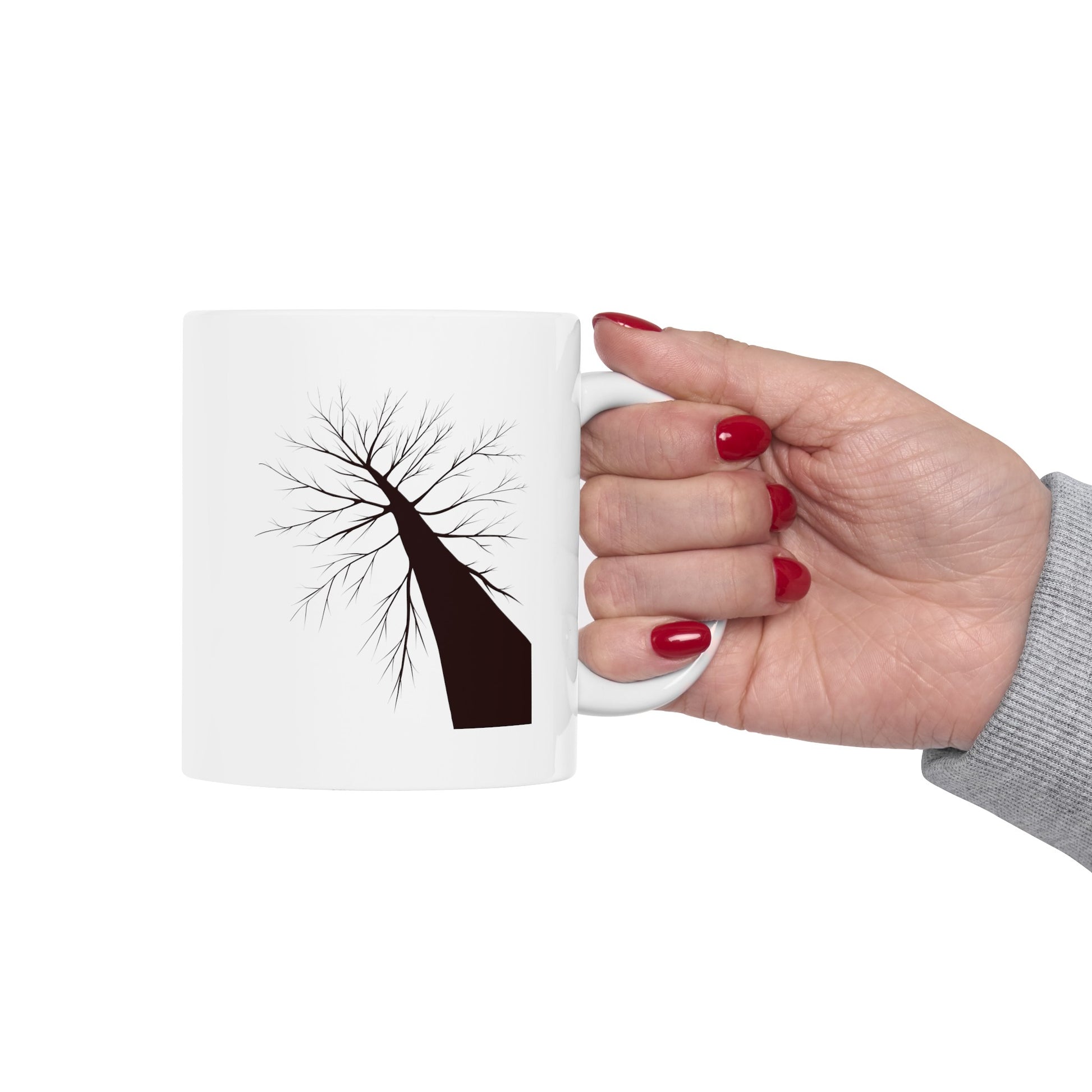 Barren Tree Coffee Mug - Double Sided White Ceramic 11oz by TheGlassyLass.com