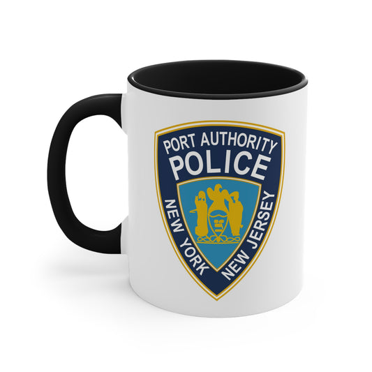 Port Authority Police Coffee Mug - Double Sided Black Accent White Ceramic 11oz by TheGlassyLass.com