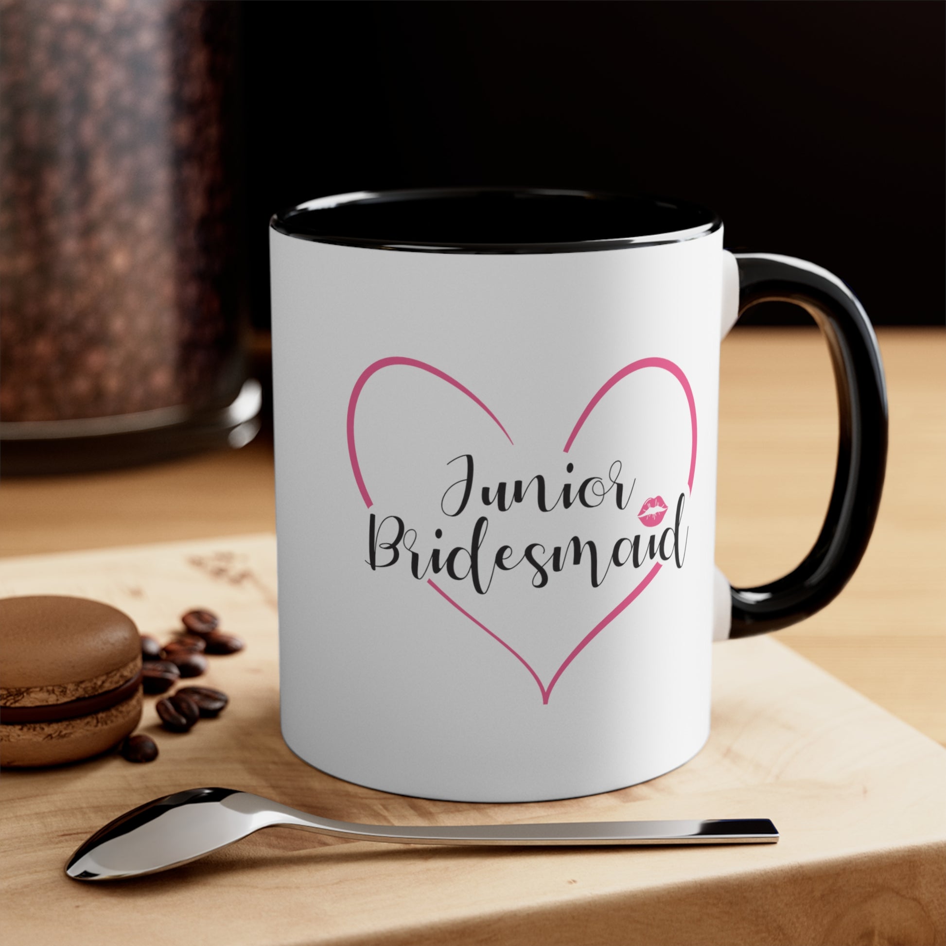 Junior Bridesmaid Cocoa Mug - Double Sided Black Accent Ceramic 11oz by TheGlassyLass.com