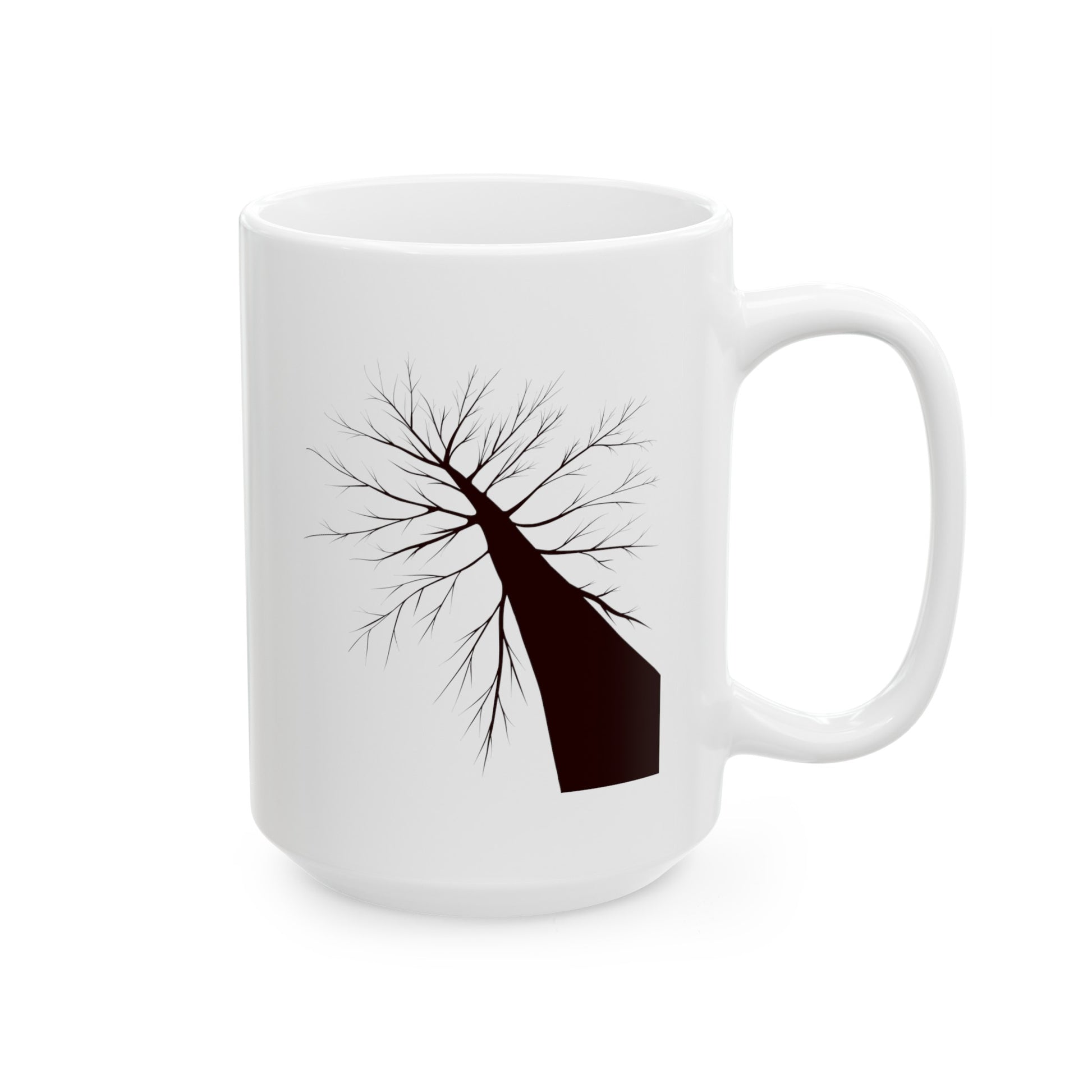 Barren Tree Mug - Double Sided White Ceramic 15oz by TheGlassyLass.com