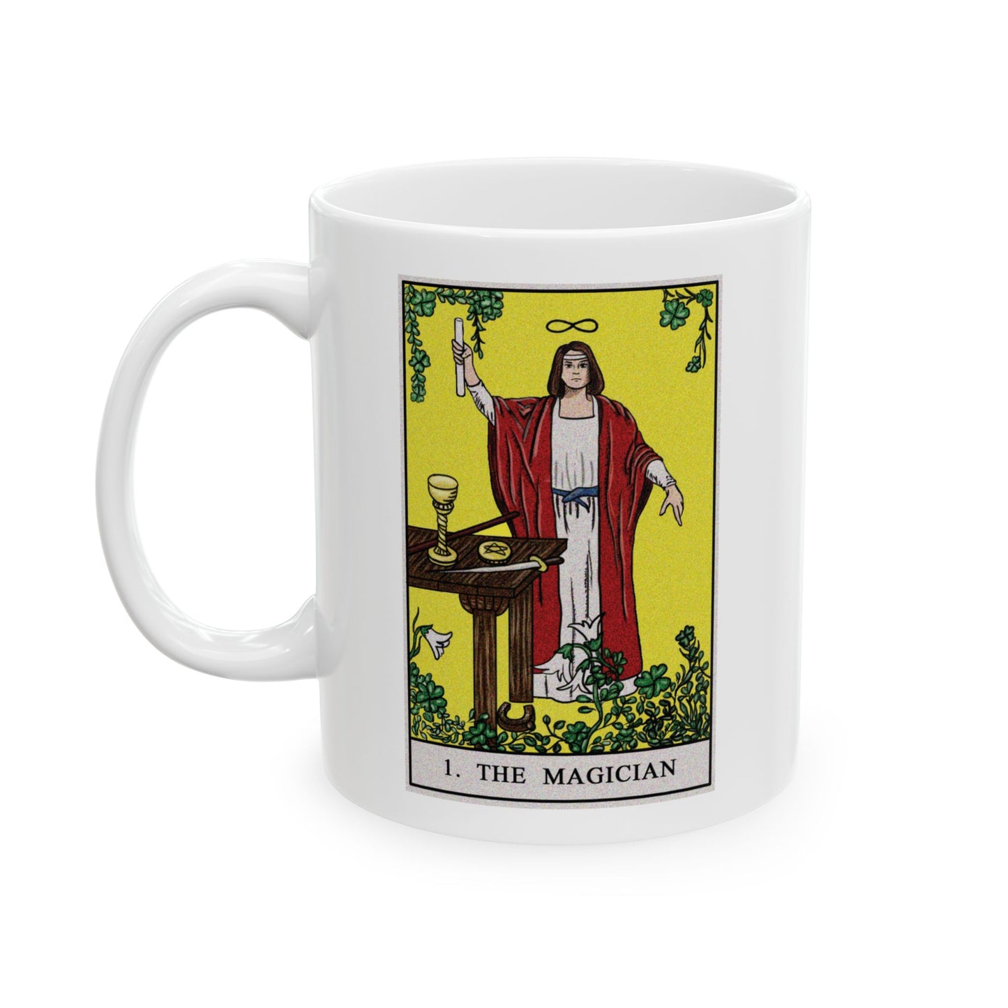 The Magician Tarot Card Coffee Mug - Double Sided Print, White Ceramic, 11oz by TheGlassyLass.com