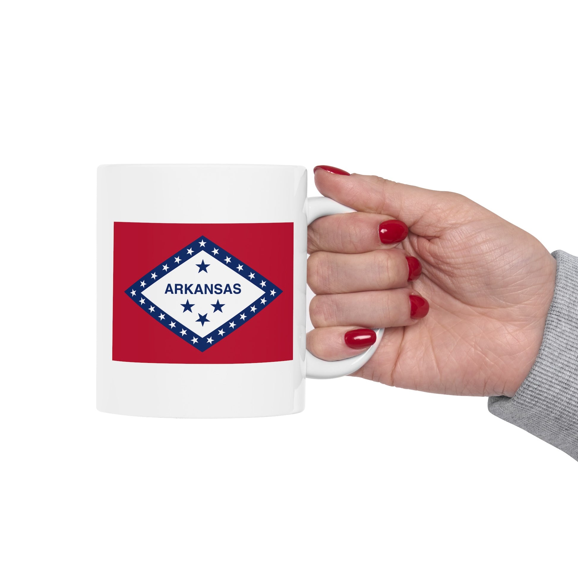 Arkansas State Flag - Double Sided White Ceramic Coffee Mug 11oz by TheGlassyLass.com