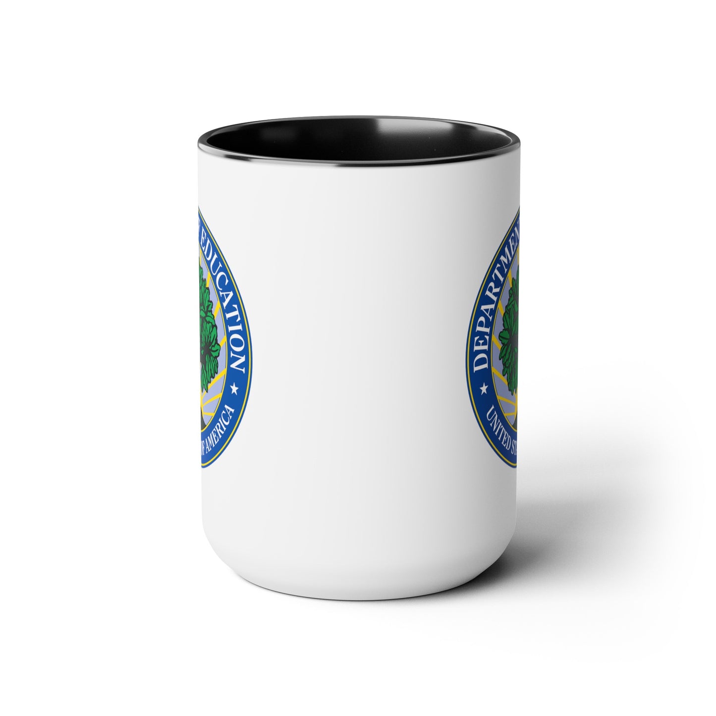 Department of Education Coffee Mug - Double Sided Black Accent White Ceramic 15oz by TheGlassyLass.com