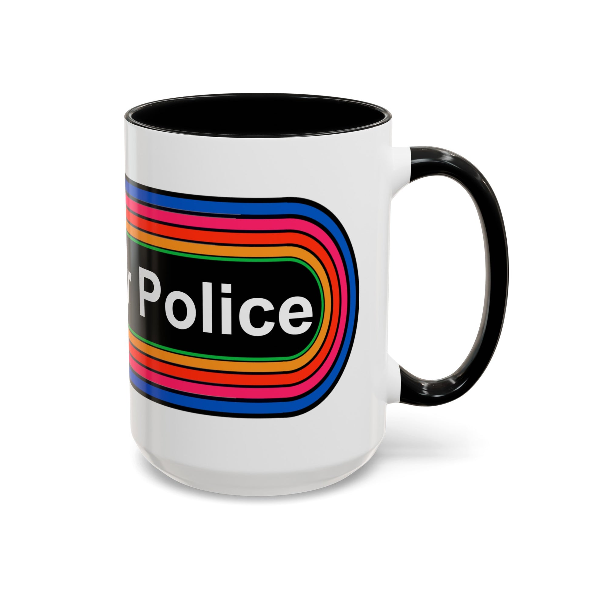 Rainbow Grammar Police Coffee Mug - Wrap Print Black Accent Ceramic 15oz - by TheGlassyLass.com