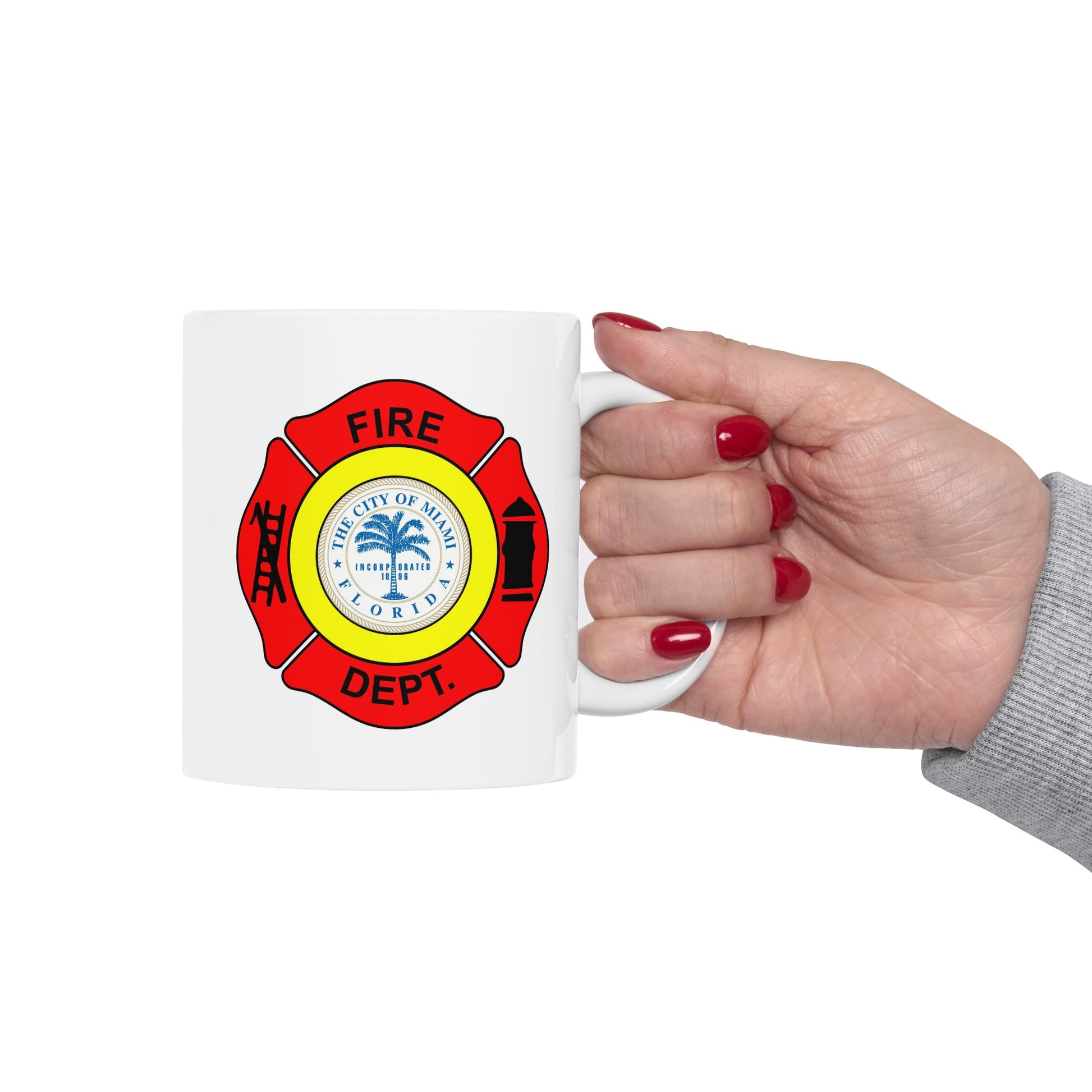 Miami Fire Department Coffee Mug - Double Sided Print White Ceramic 11oz by TheGlassyLass.com