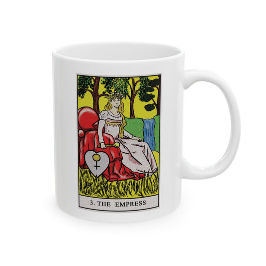 The Empress Tarot Card Coffee Mug - Double Sided Print, White Ceramic, 11oz by TheGlassyLass