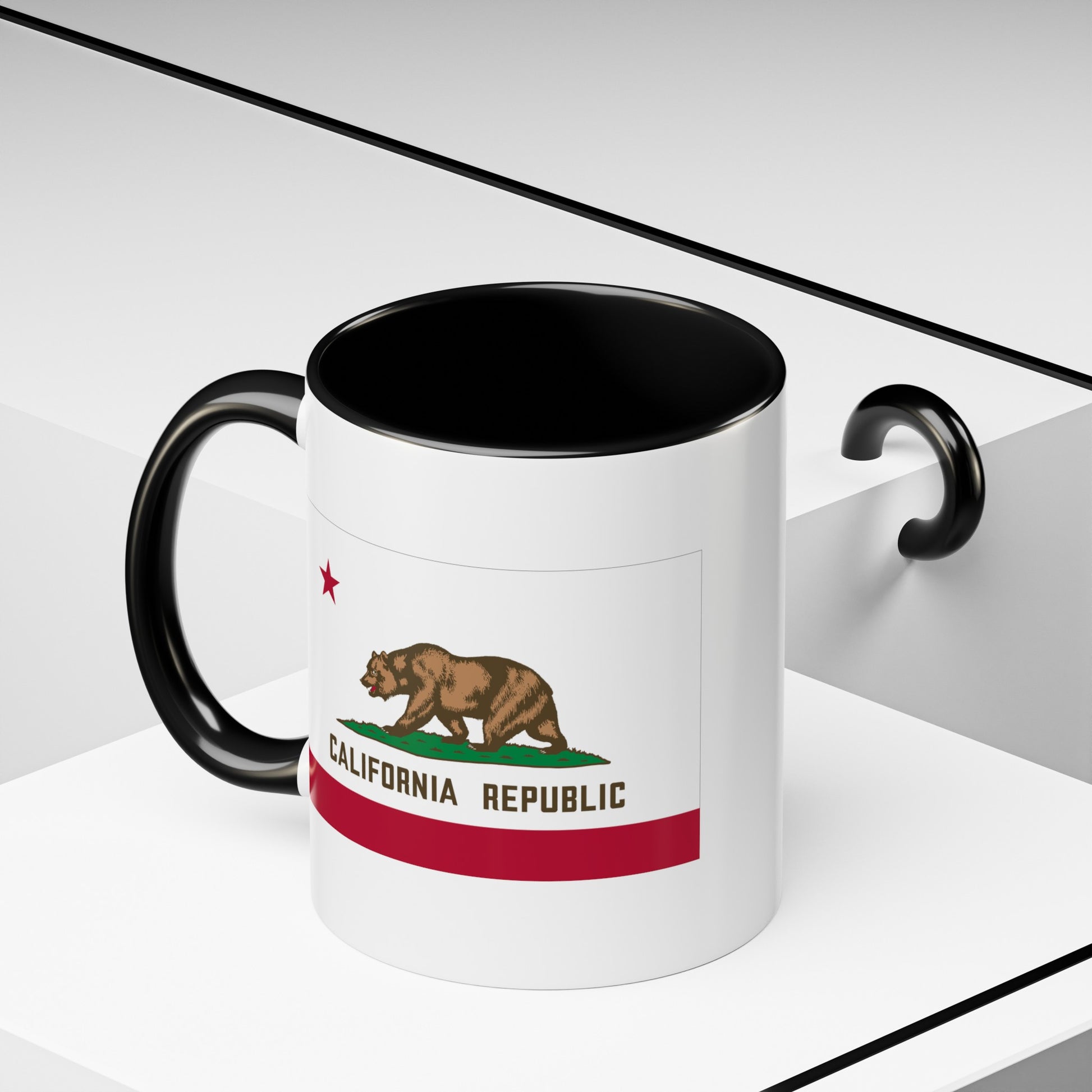 California State Flag - Double Sided Black Accent White Ceramic Coffee Mug 11oz by TheGlassyLass.com