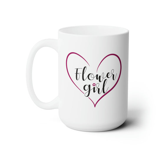 Flower Girl Hot Cocoa Mug - Double Sided White Ceramic 15oz - by TheGlassyLass.com