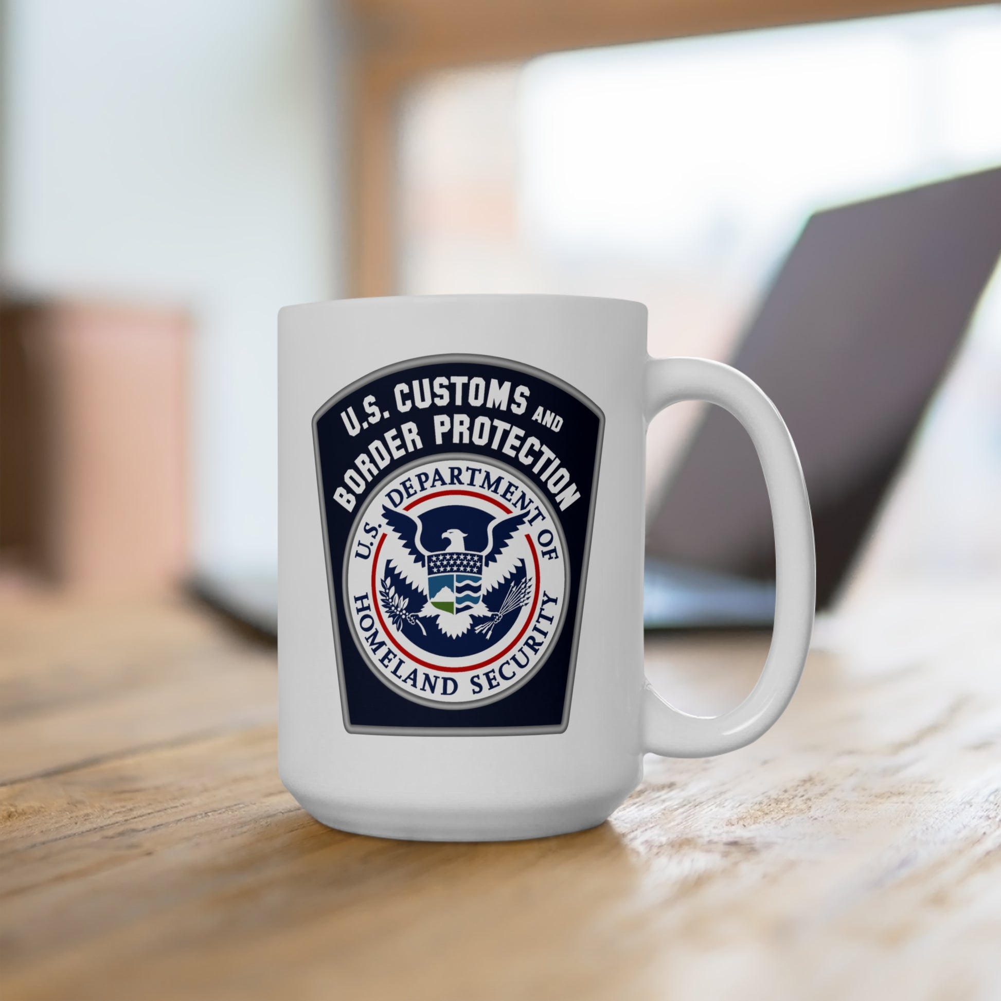 US Customs and Border Protection Coffee Mug - Double Sided White Ceramic 15oz by TheGlassyLass.com