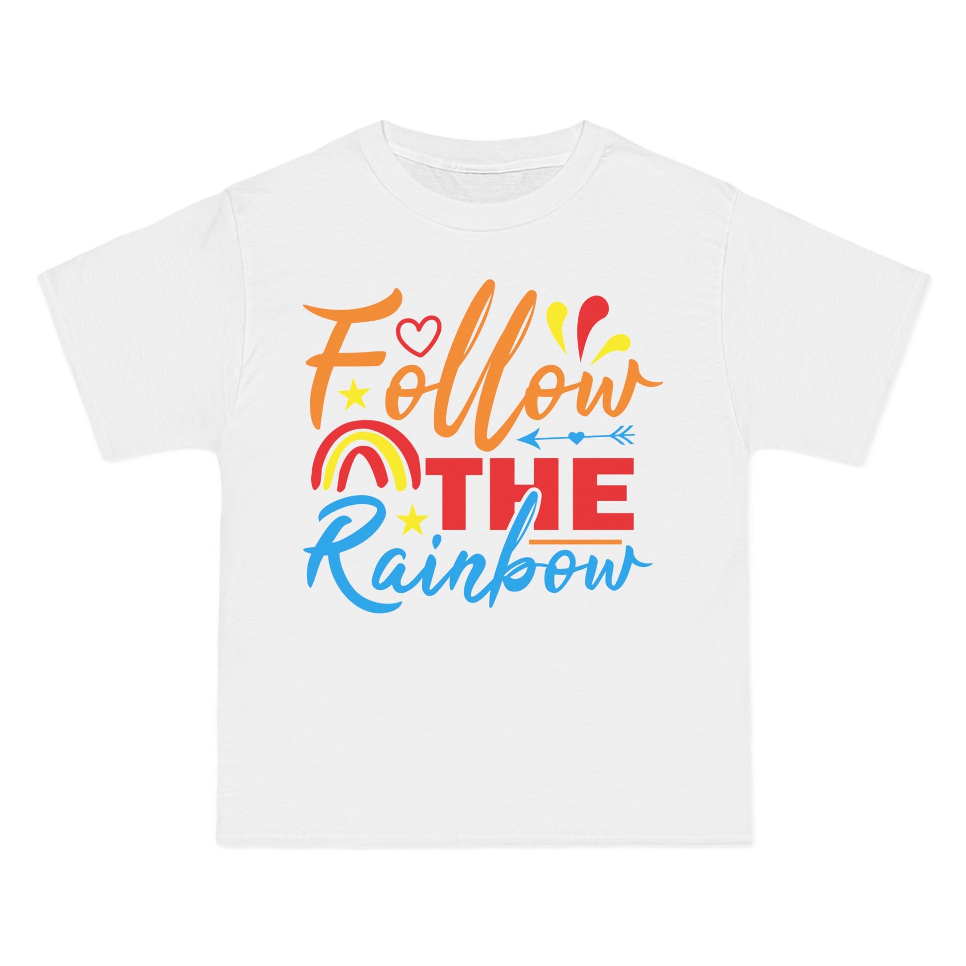 Follow the Rainbow T-Shirt: (Hanes Beefy-T 100% Preshrunk Cotton Custom Printed by TheGlassyLass.com