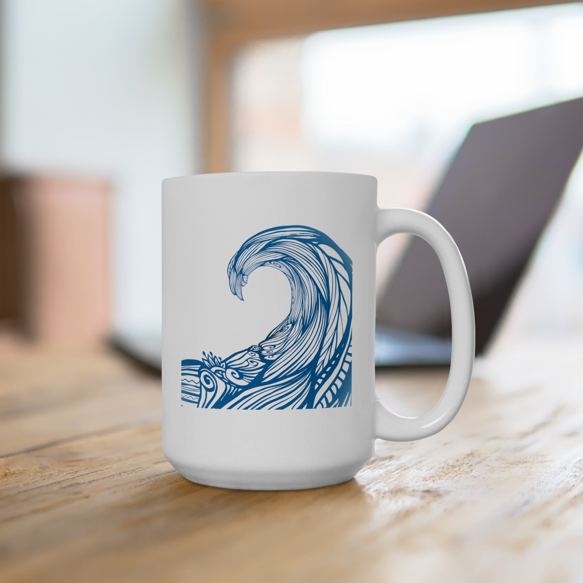 Under The Wave Coffee Mug - Double Sided White Ceramic 15oz by TheGlassyLass.com