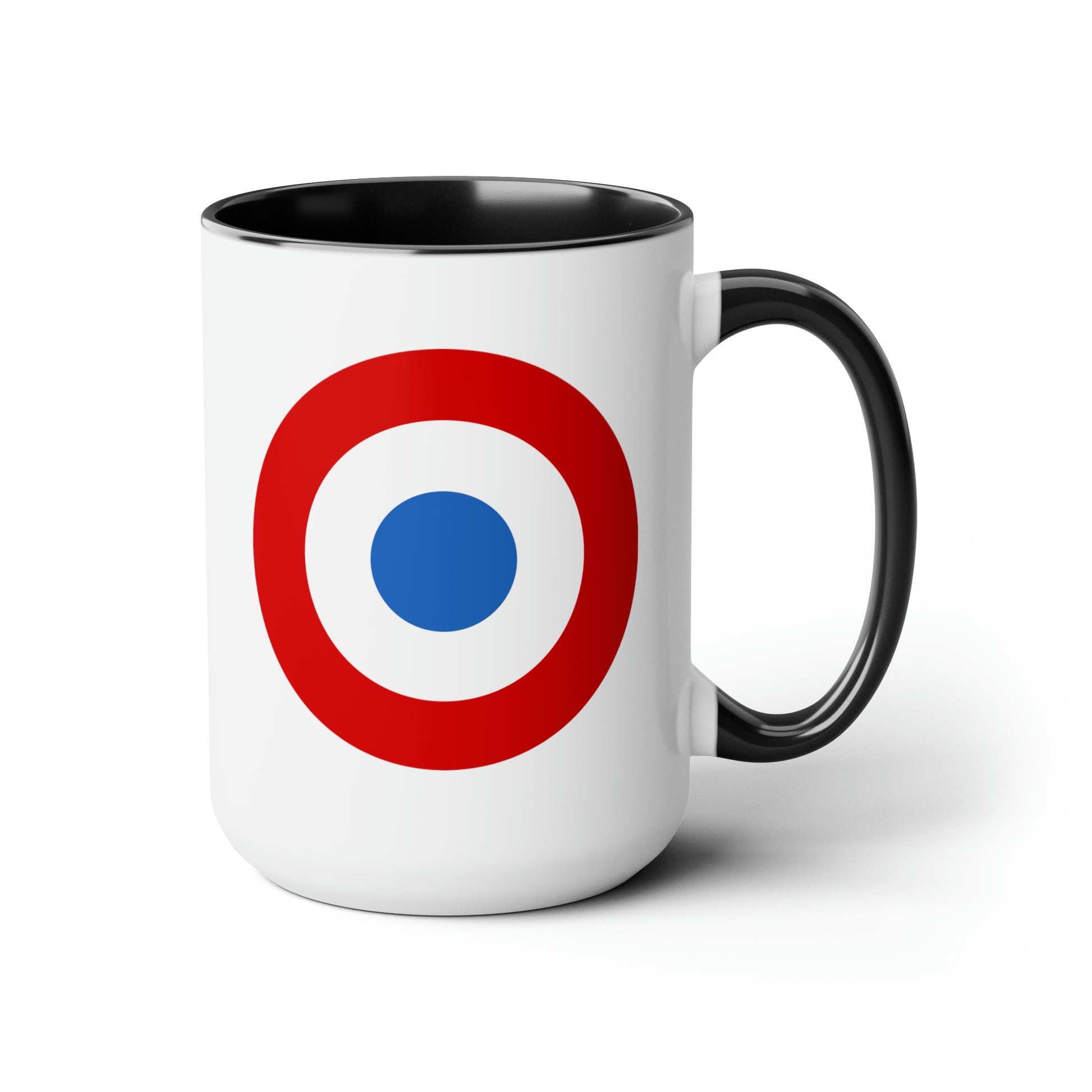 French Air Force Roundel Coffee Mug - Double Sided Black Accent Ceramic 15oz - by TheGlassyLass.com