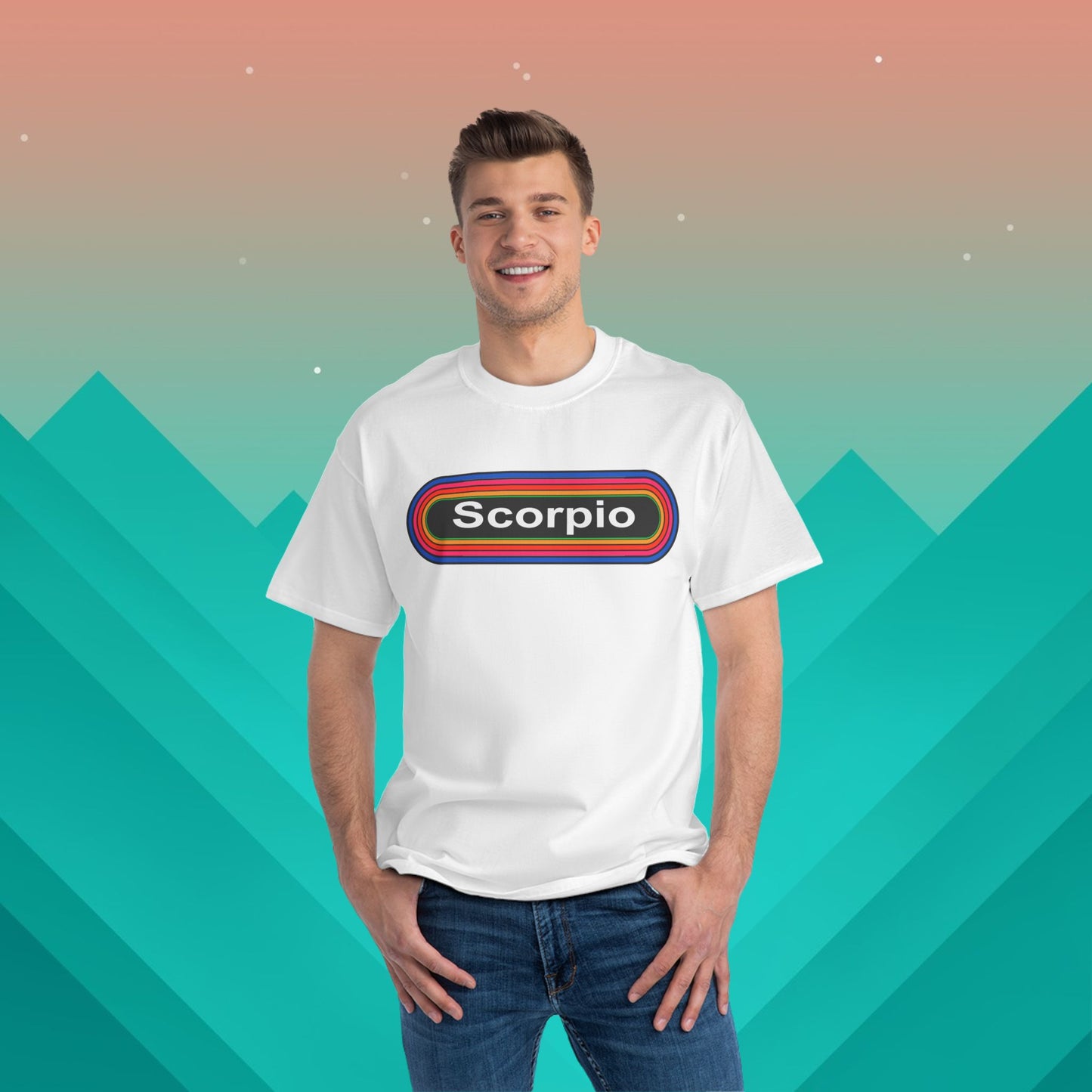 Scorpio Zodiac T-Shirt: (Hanes Beefy-T 100% Preshrunk Cotton Custom Printed by TheGlassyLass.com