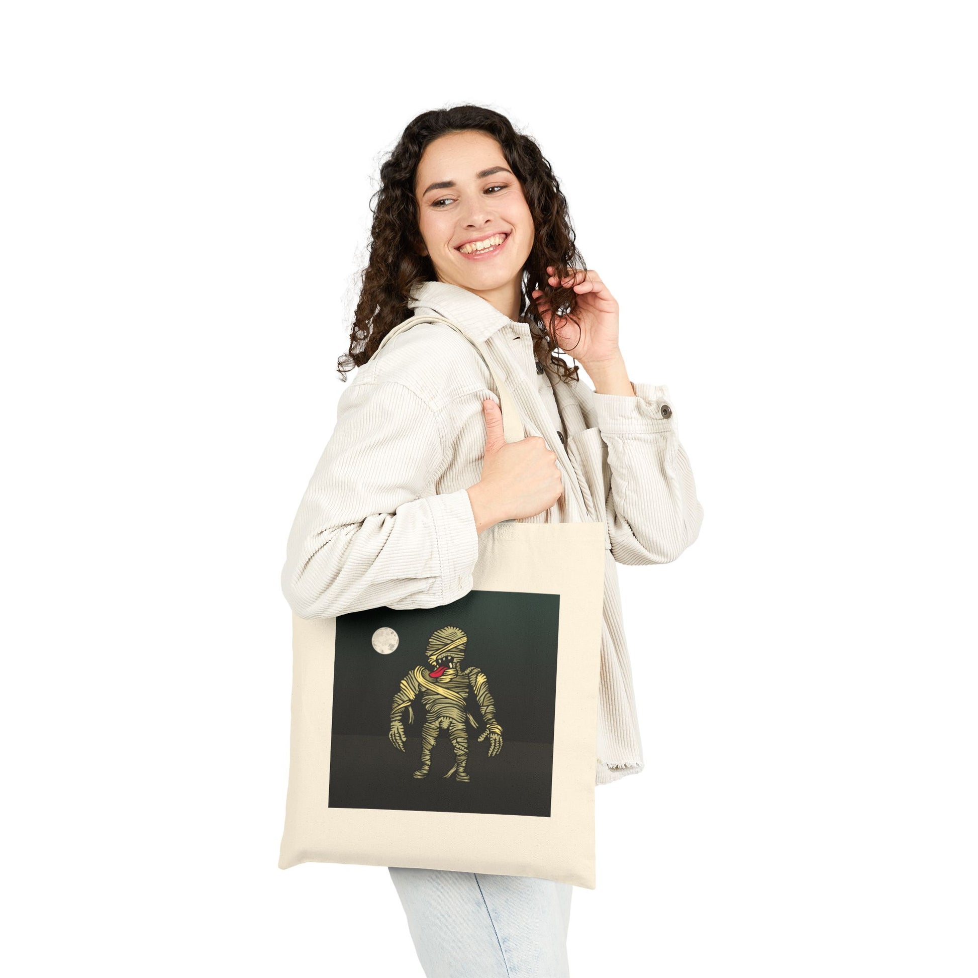 The Mummy Haunted Halloween Trick or Treat Tote Bag - Heavyweight 100% Cotton Canvas by TheGlassyLass.com