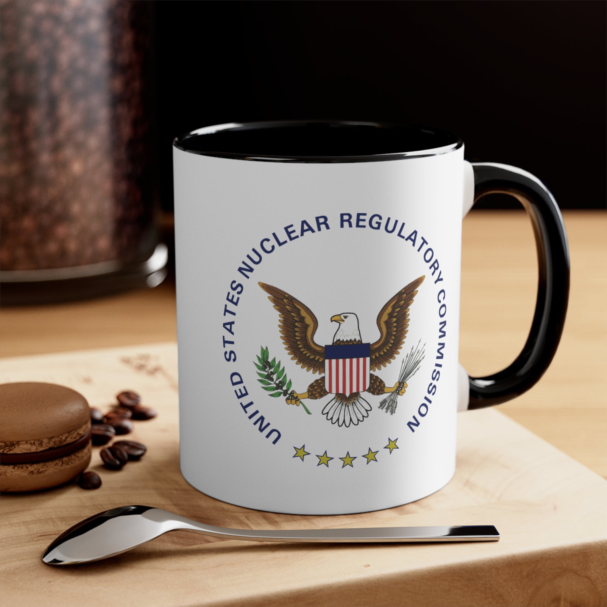 US NRC Coffee Mug - Double Sided Black Accent White Ceramic 11oz by TheGlassyLass.com
