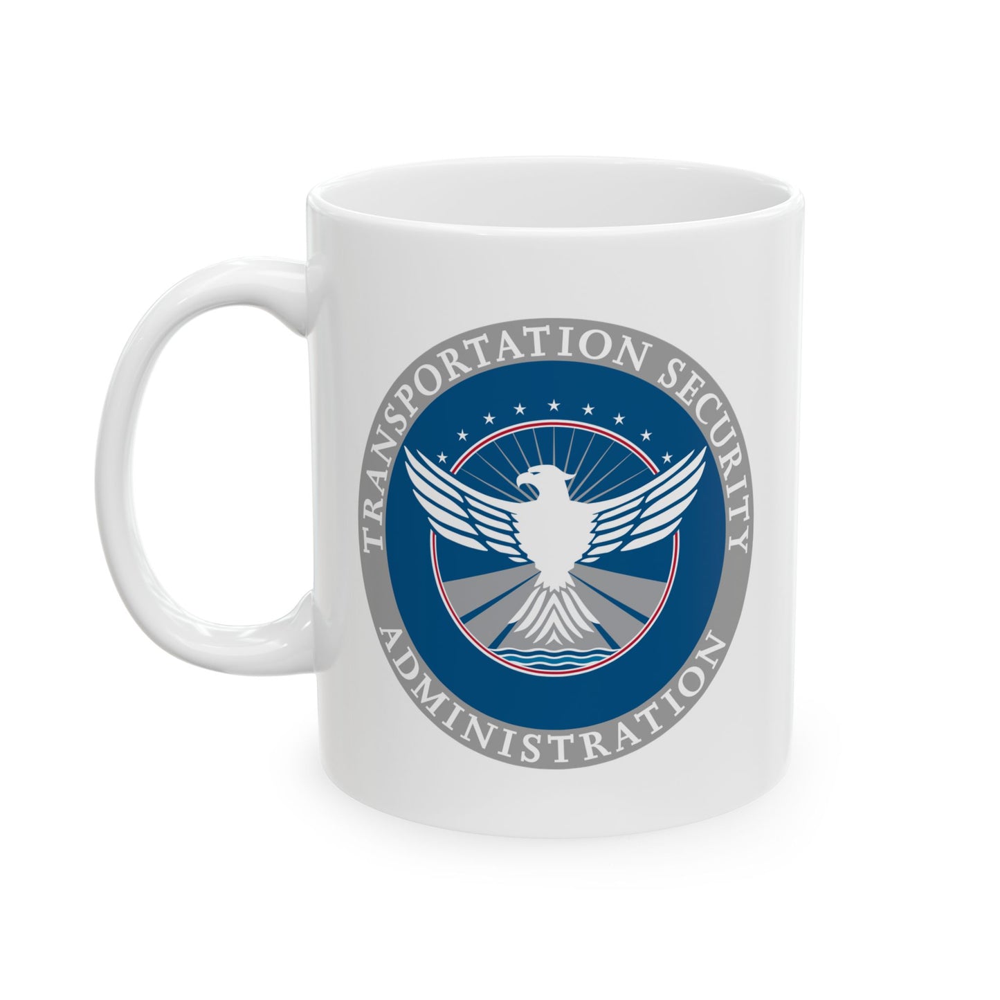 Transportation Security Administration Coffee Mug - Double Sided Print, White Ceramic, 11oz by TheGlassyLass.com