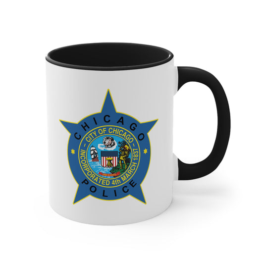 Chicago Police Department - Double Sided Black Accent White Ceramic Coffee Mug 11oz by TheGlassyLass.com