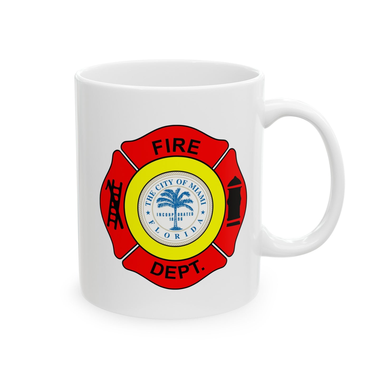 Miami Fire Department Coffee Mug - Double Sided Print White Ceramic 11oz by TheGlassyLass.com