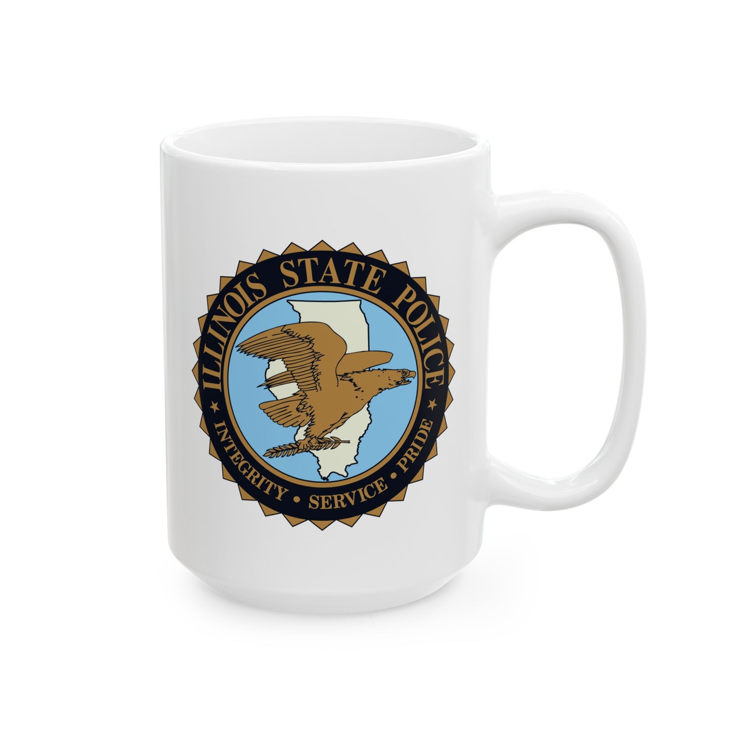 Illinois State Police Coffee Mug - Double Sided White Ceramic 15oz by TheGlassyLass.com