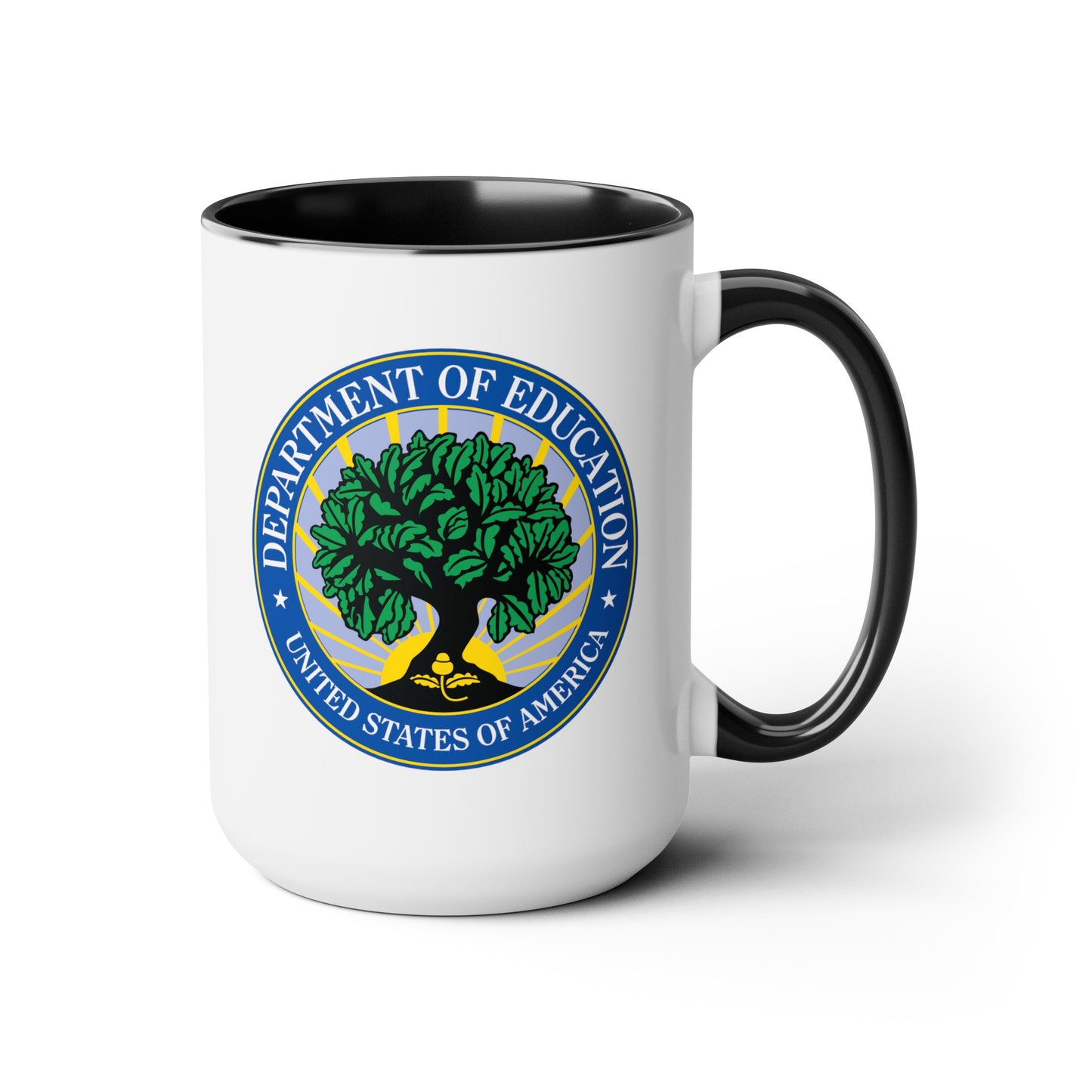 Department of Education Coffee Mug - Double Sided Black Accent White Ceramic 15oz by TheGlassyLass.com