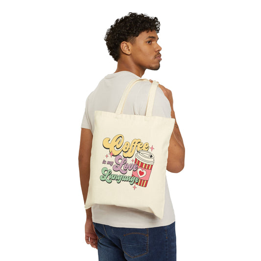 Coffee Is My Love Language Logo Tote Bag - Heavyweight 100% Cotton Canvas by TheGlassyLass.com