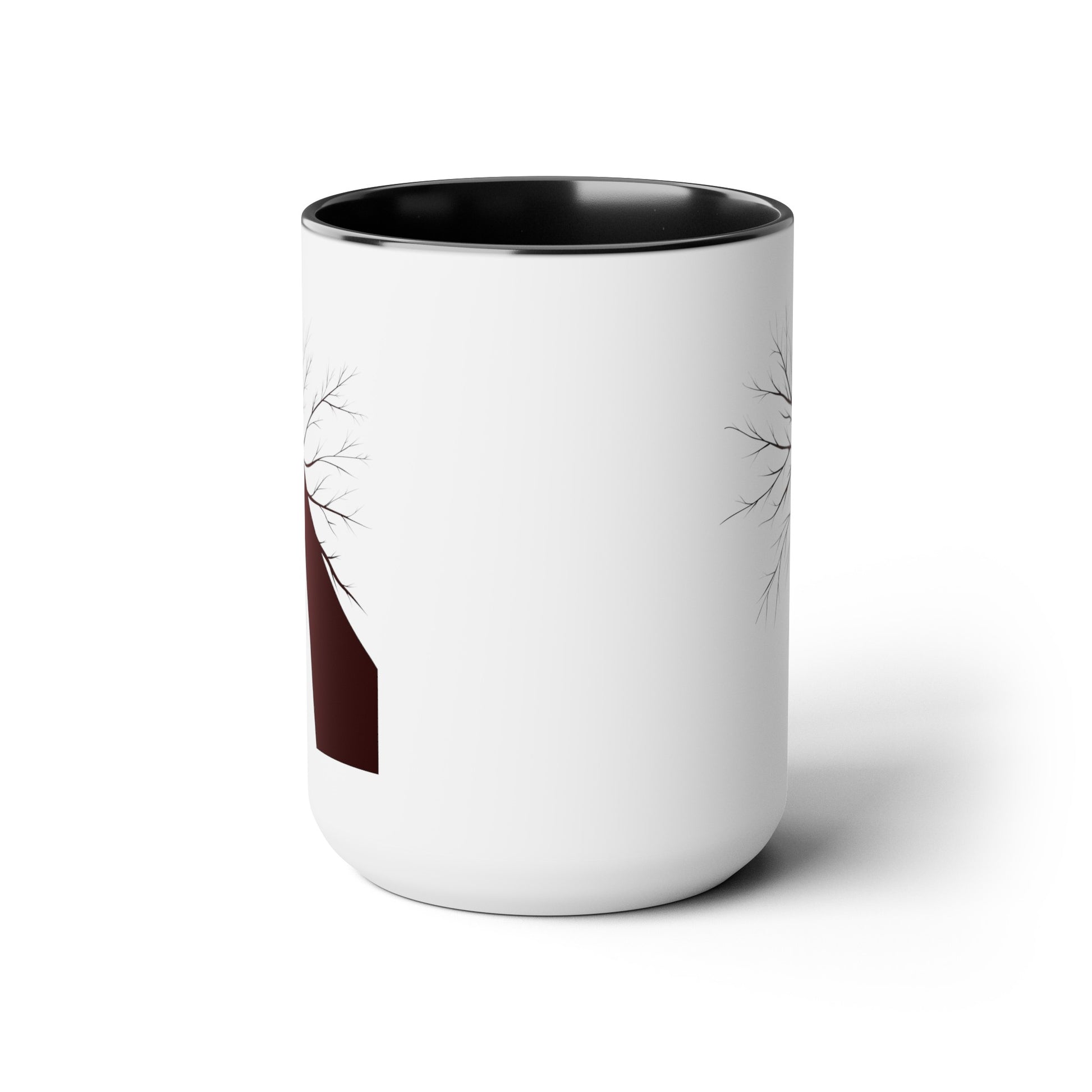 Barren Tree Coffee Mug - Double Sided Black Accent White Ceramic 15oz by TheGlassyLass.com