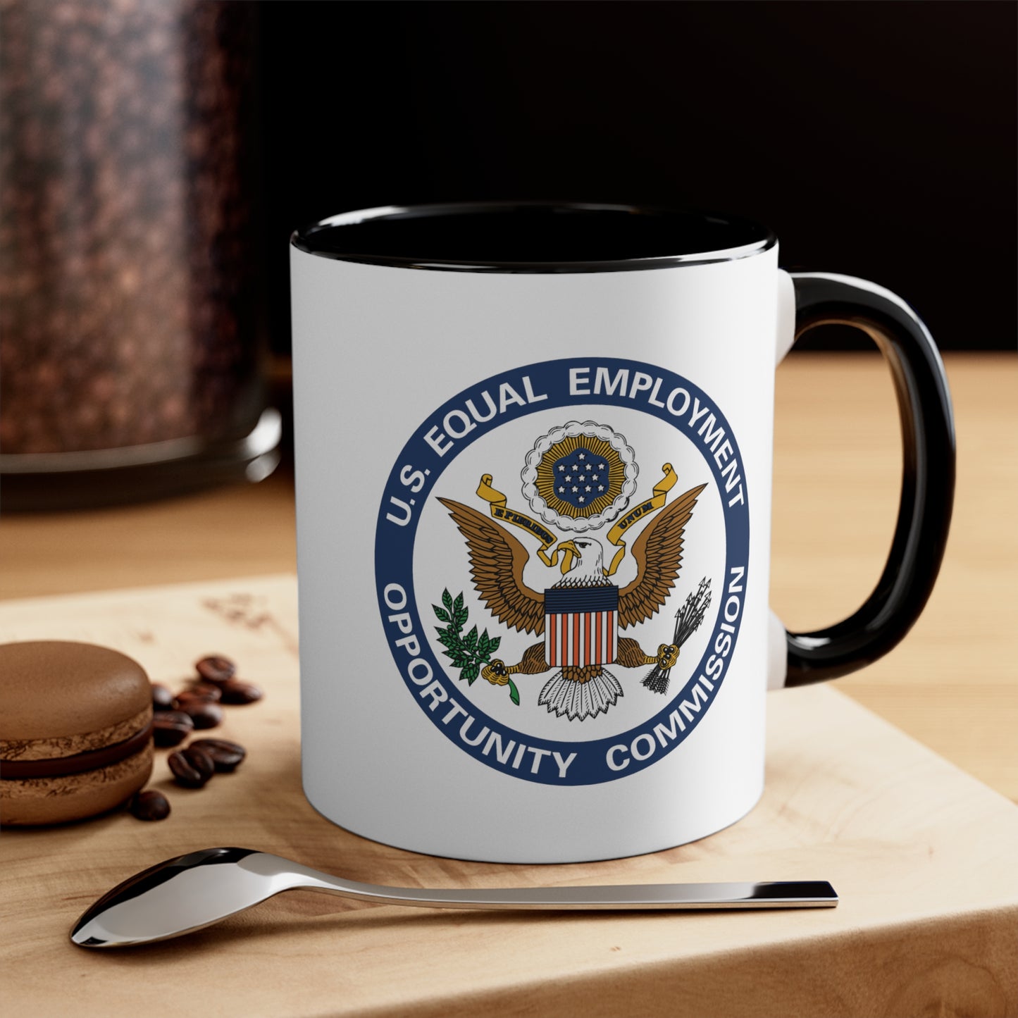 US EEOC Coffee Mug - Double Sided Black Accent White Ceramic 11oz by TheGlassyLass.com