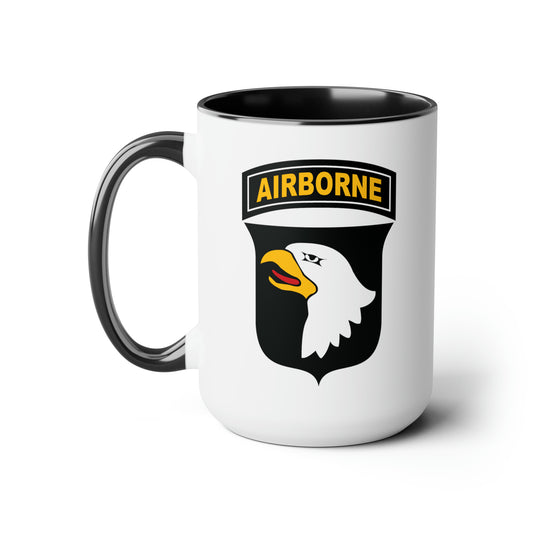 US Army Airborne Coffee Mugs - Double Sided Black Accent White Ceramic 15oz by TheGlassyLass.com