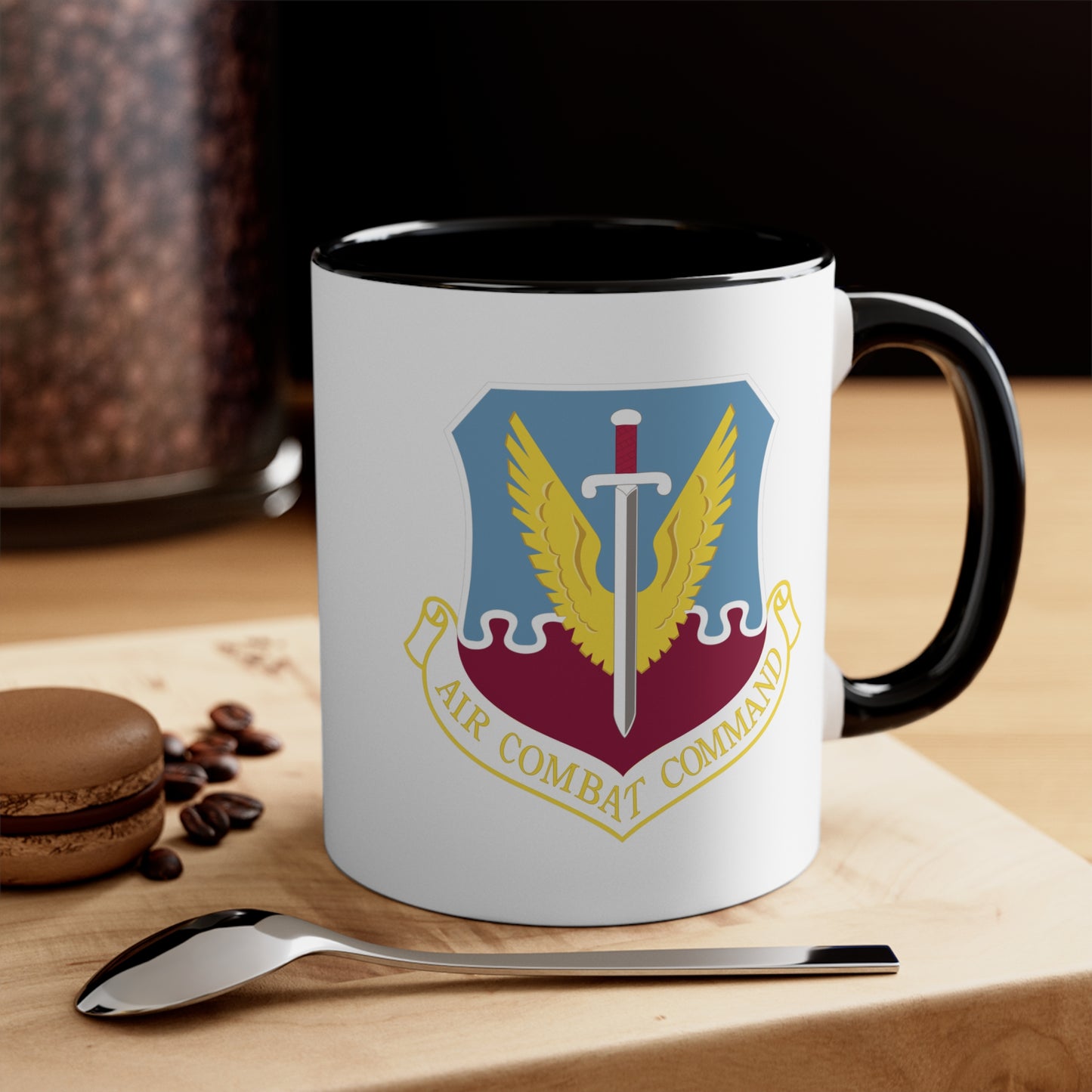 Air Combat Command - Double Sided Black Accent White Ceramic Coffee Mug 11oz by TheGlassyLass.com