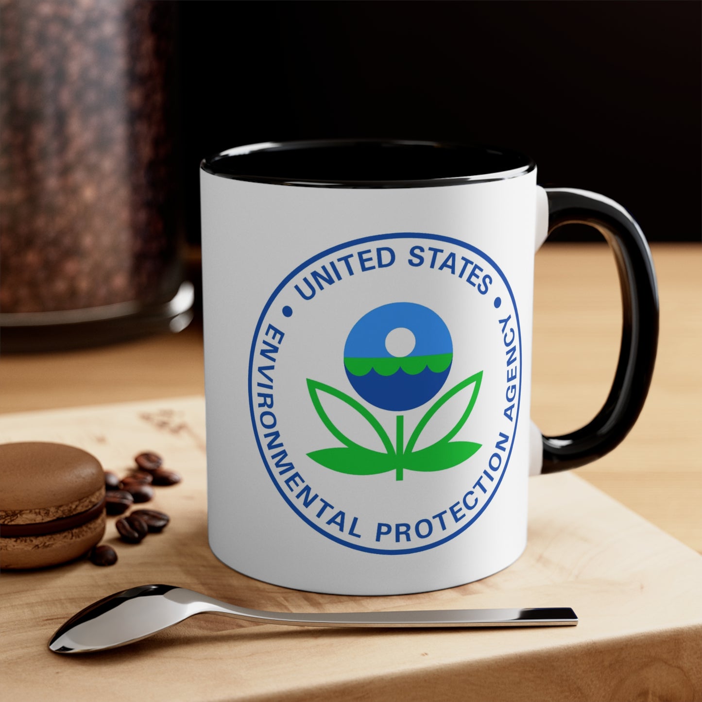 US EPA Coffee Mug - Double Sided Black Accent White Ceramic 11oz by TheGlassyLass.com