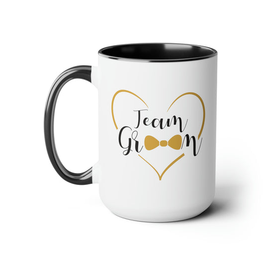 Team Groom Coffee Mug - Double Sided Black Accent Ceramic 15oz by TheGlassyLass.com