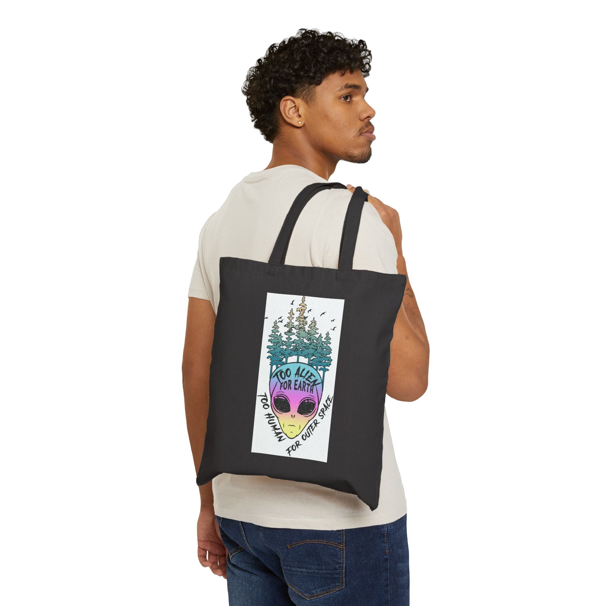 Too Alien for Earth Logo Tote Bag - Heavyweight 100% Cotton Canvas by TheGlassyLass.com