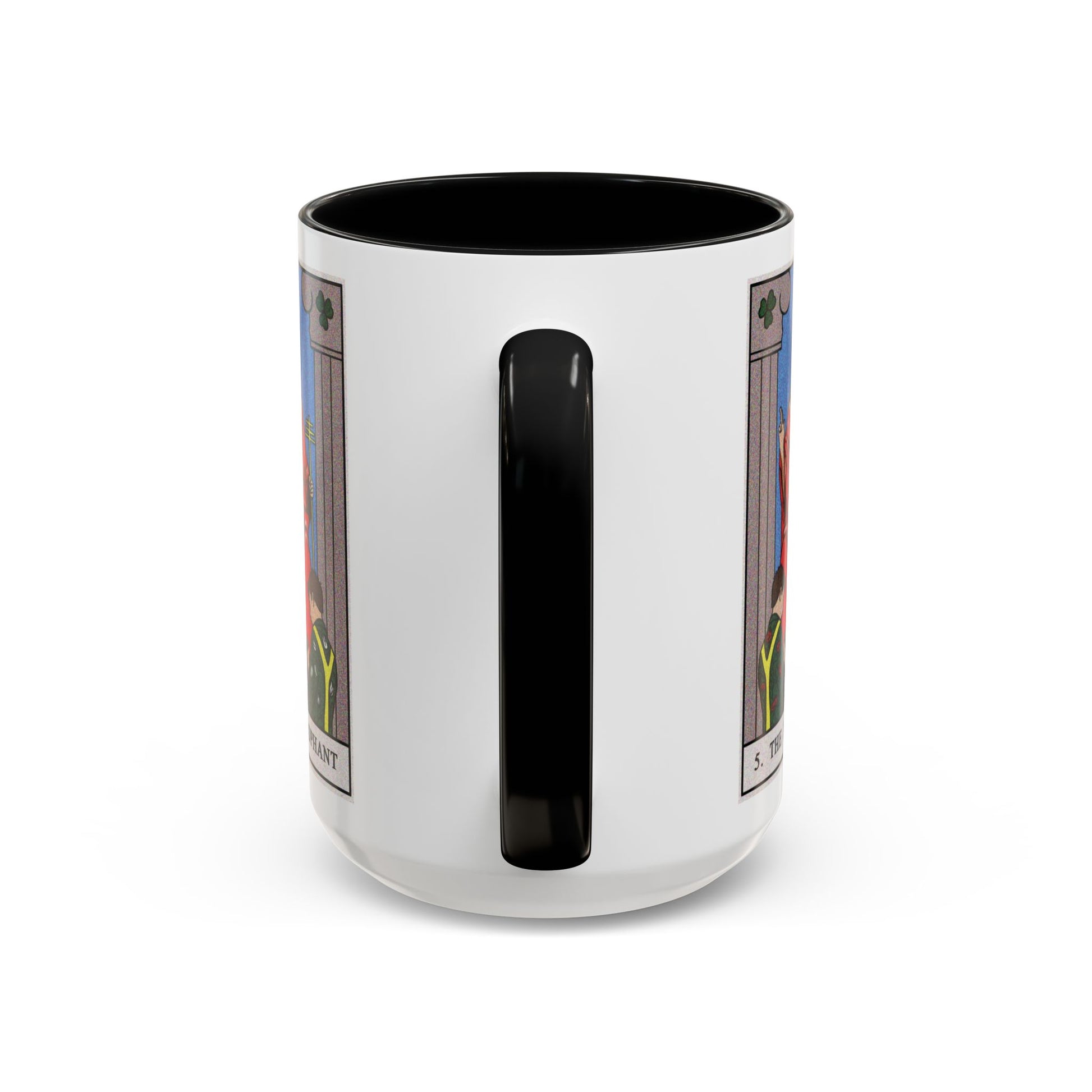 The Hierophant Tarot Card Coffee Mug - Double Sided Black Accent White Ceramic 15oz by TheGlassyLass.com