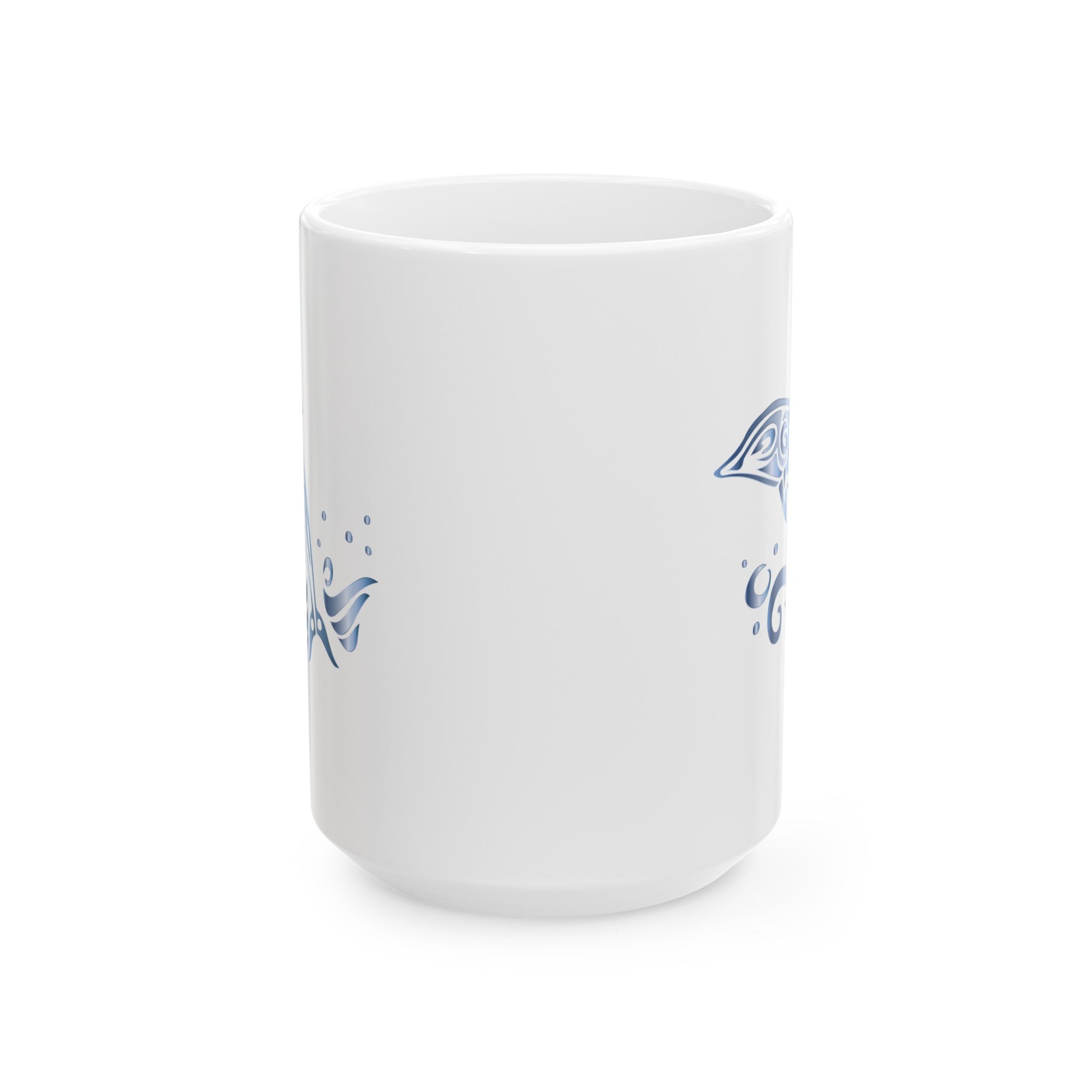 Dolphin Coffee Mug - Double Sided White Ceramic 15oz by TheGlassyLass.com
