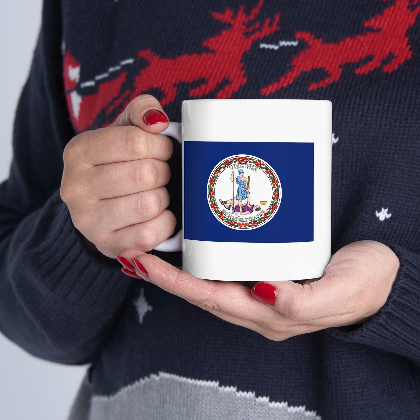 Commonwealth of Virginia State Flag - Double Sided White Ceramic Coffee Mug 11oz by TheGlassyLass.com