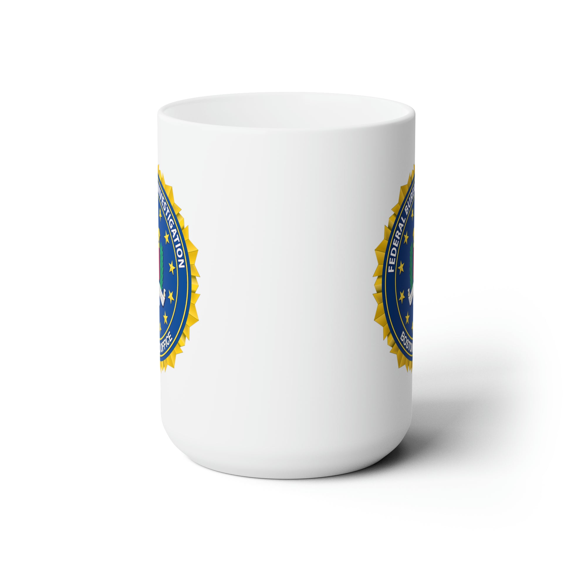 The FBI Boston Field Office Coffee Mug - Double Sided White Ceramic 15oz - by TheGlassyLass.com