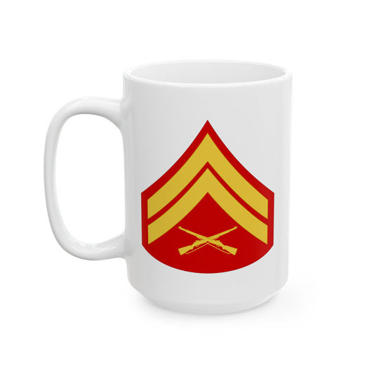 United States Marine Corps Corporal (E-4) Chevron Coffee Mug - Double Sided White Ceramic 15oz - by TheGlassyLass