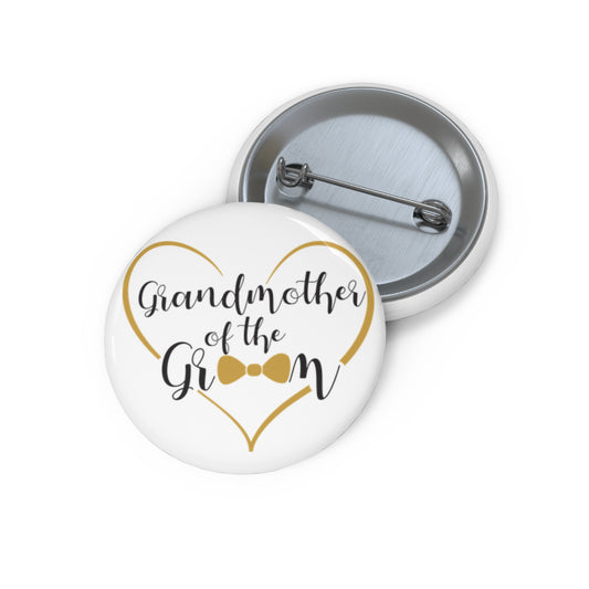 Grandmother of the Groom 1.25" Pin Buttons | Wedding Party Design by TheGlassyLass.com