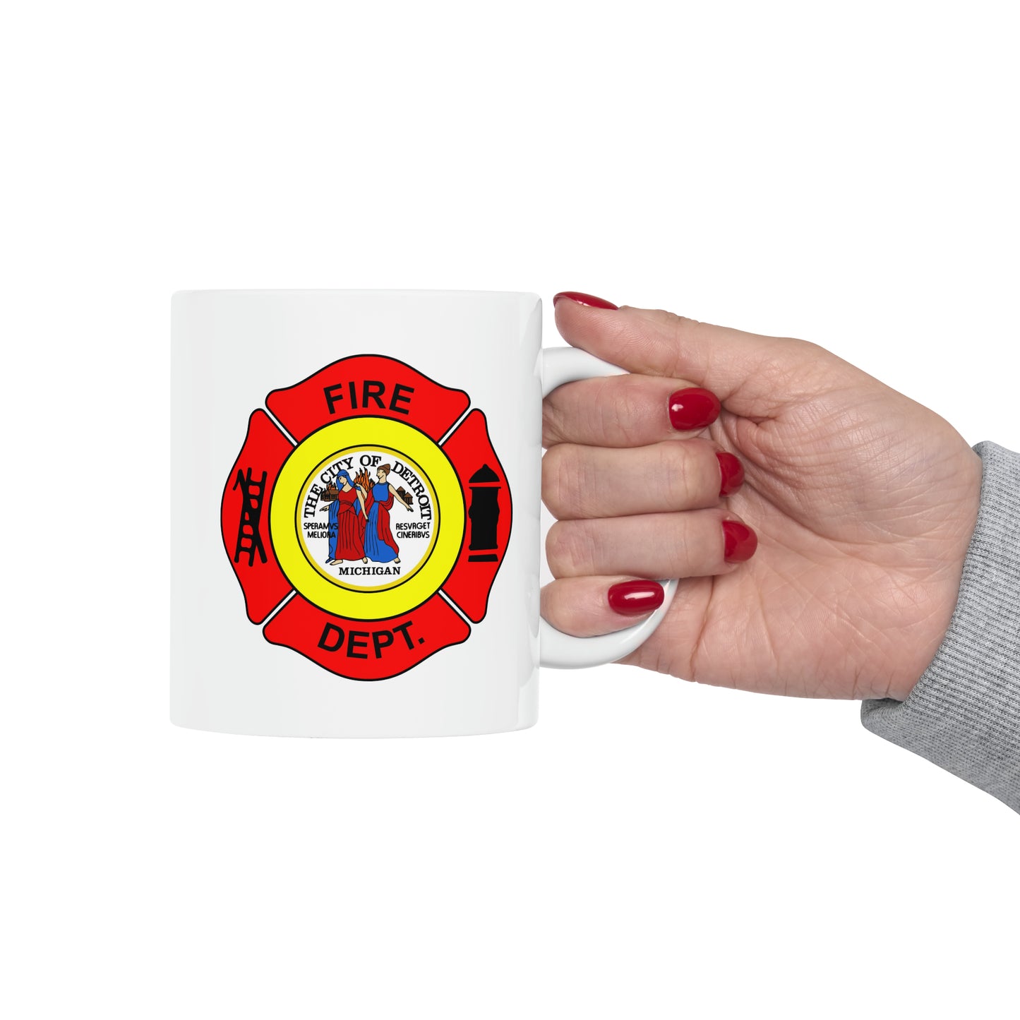 Detroit Fire Department Coffee Mug - Double Sided White Ceramic 11oz by TheGlassyLass.com