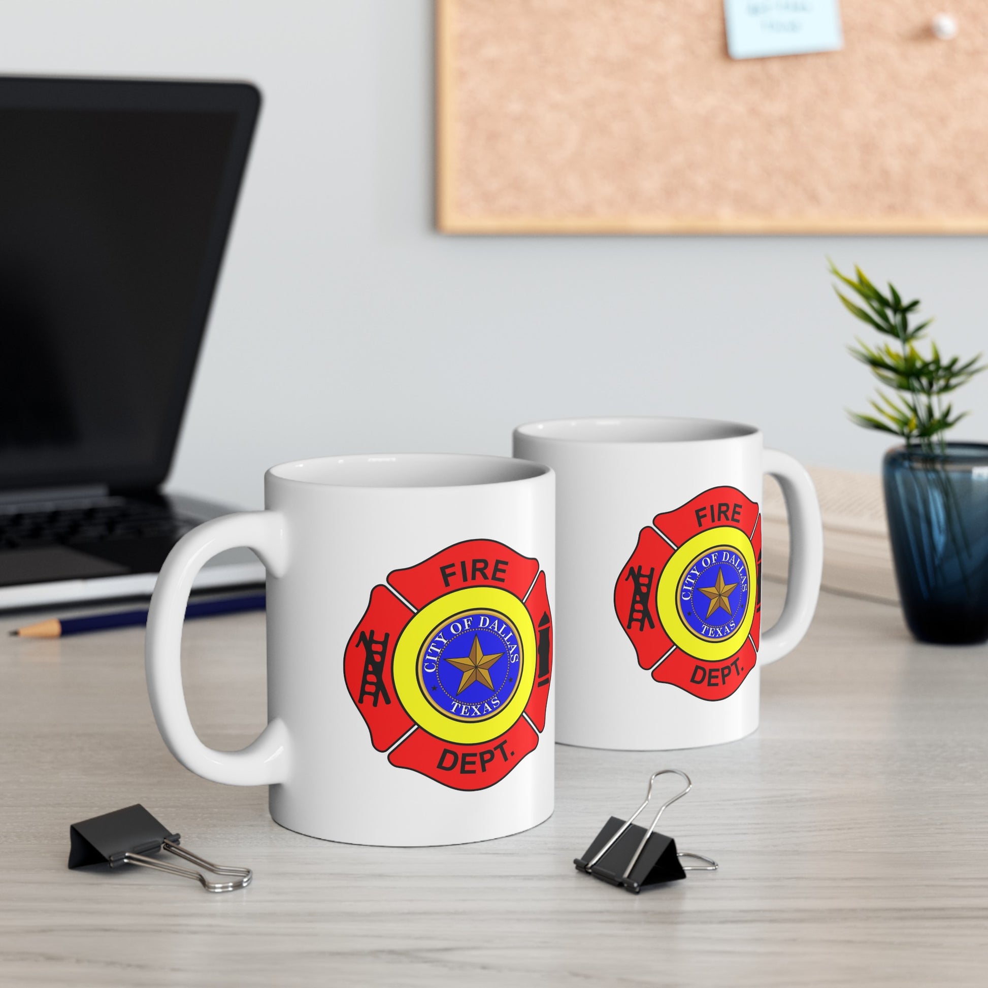 Dallas Fire Department Coffee Mug - Double Sided Print White Ceramic 11oz by TheGlassyLass.com