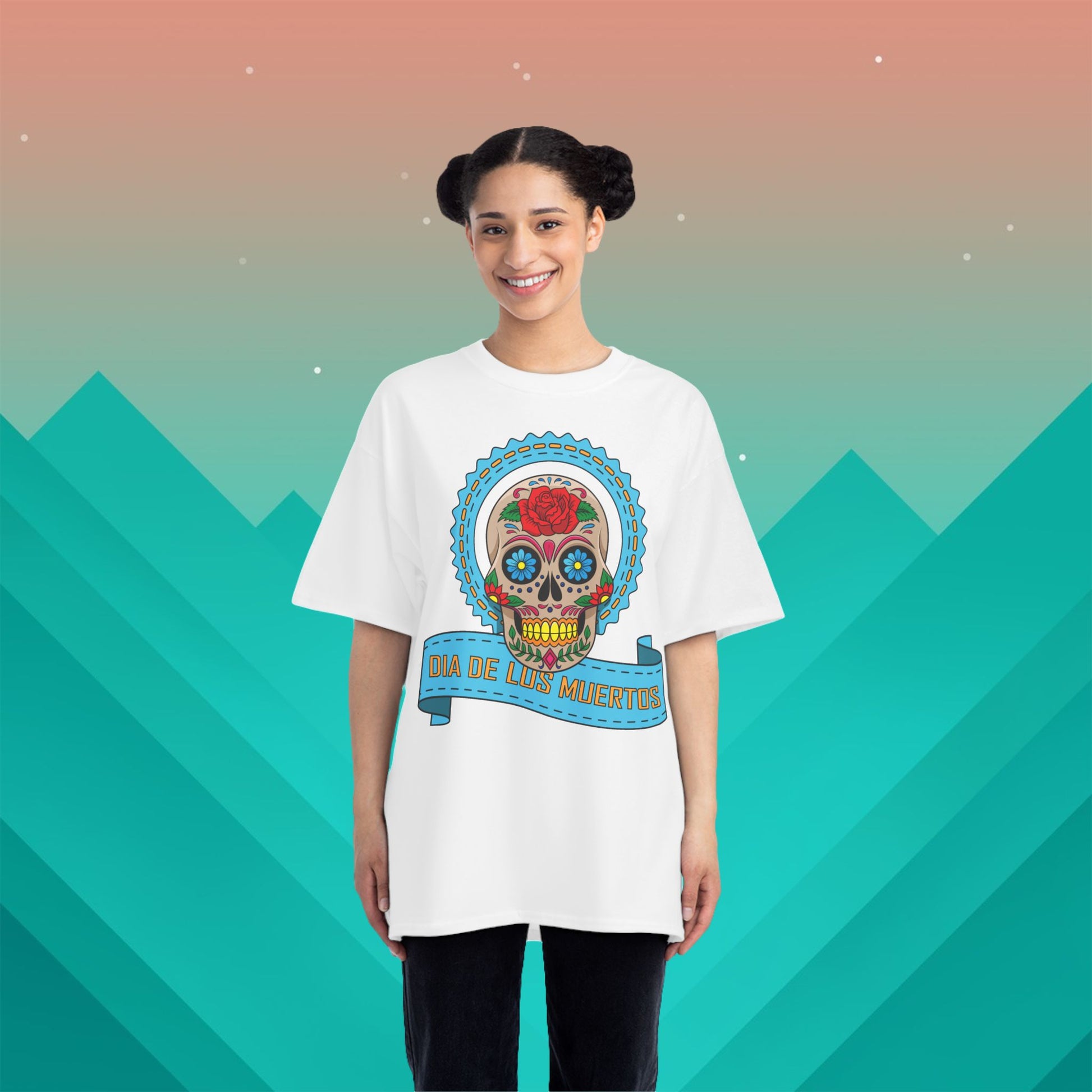 Dia De Los Muertos T-Shirt: (Hanes Beefy-T 100% Preshrunk Cotton Custom Printed by TheGlassyLass.com