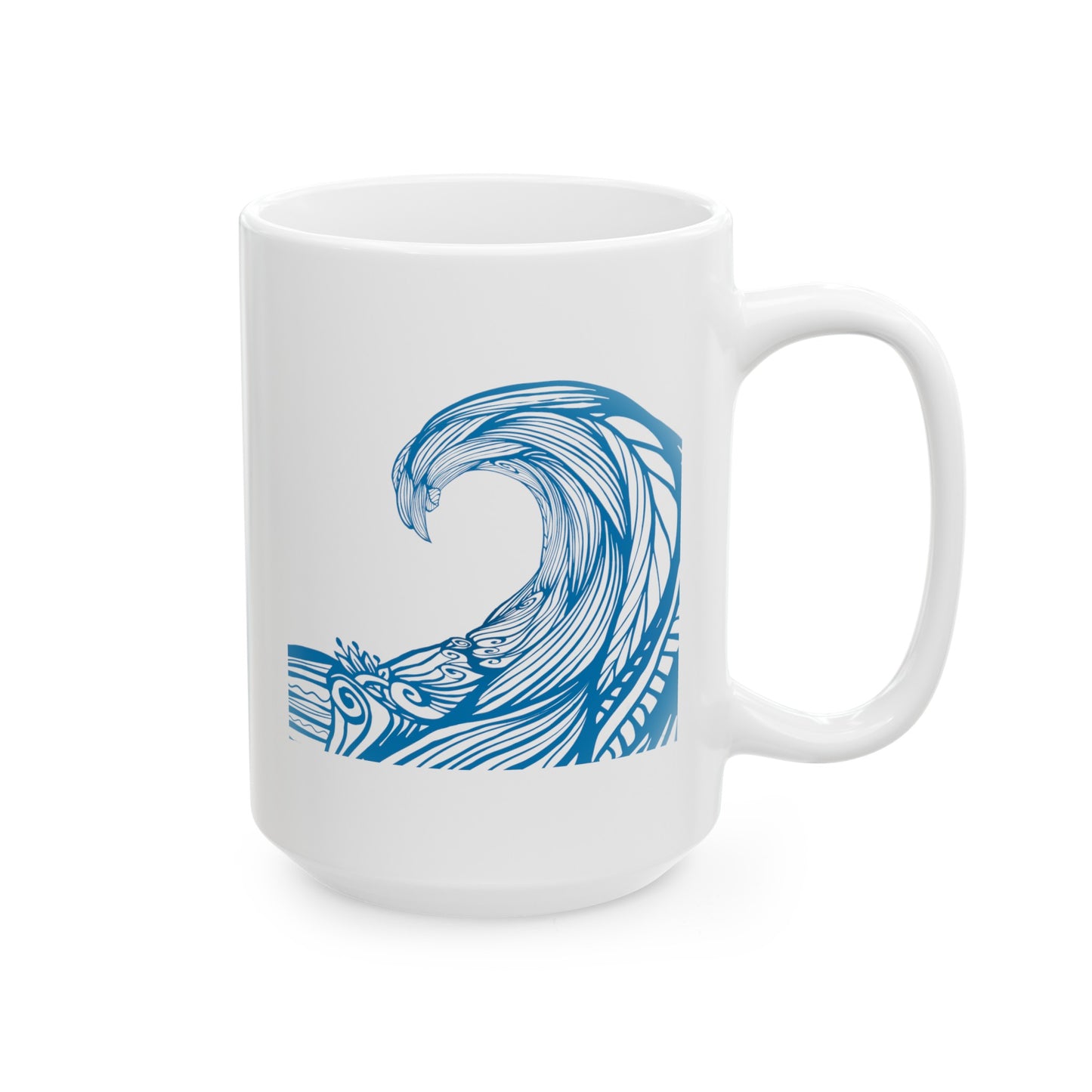 Under The Wave Coffee Mug - Double Sided White Ceramic 15oz by TheGlassyLass.com