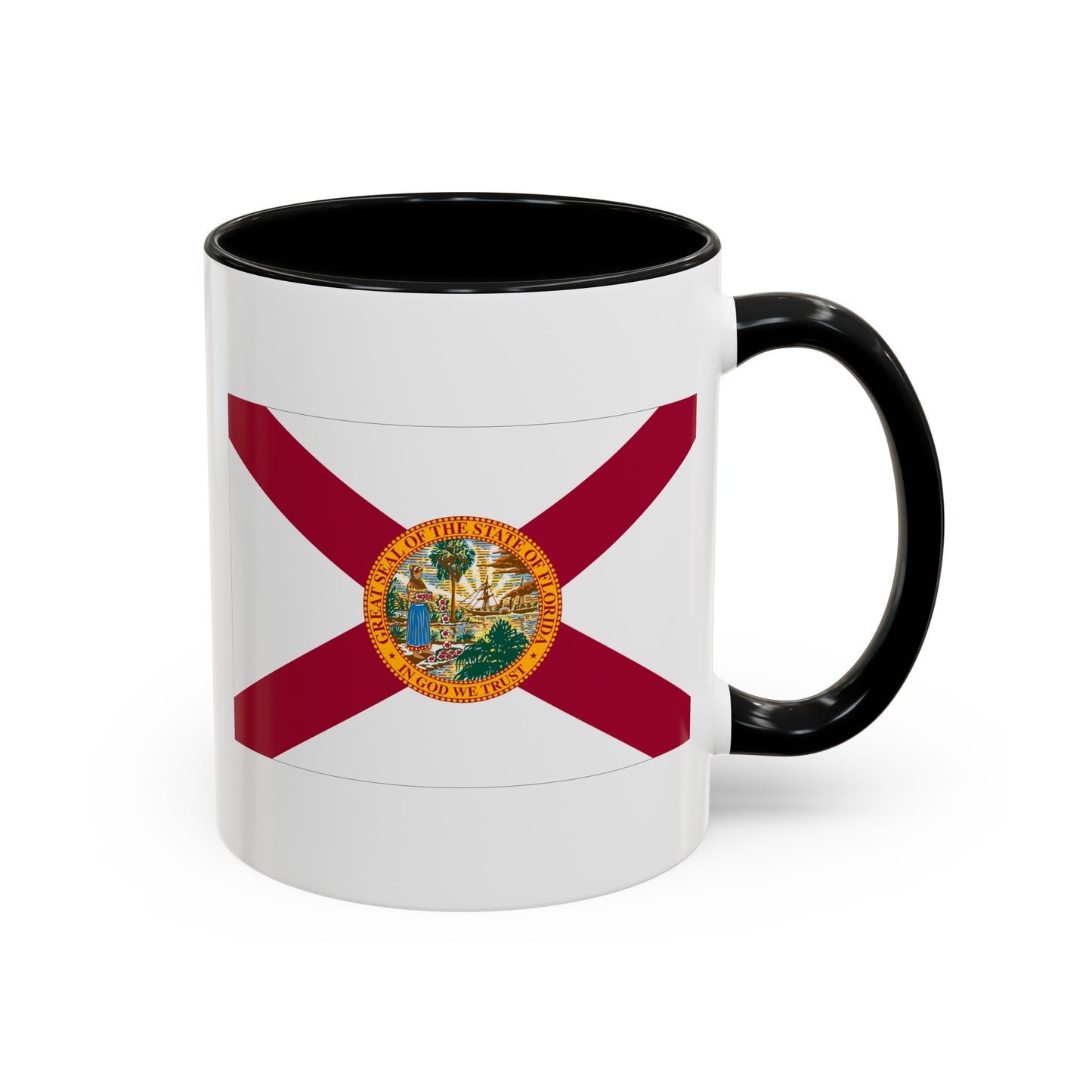 Florida State Flag - Double Sided Black Accent White Ceramic Coffee Mug 11oz by TheGlassyLass.com