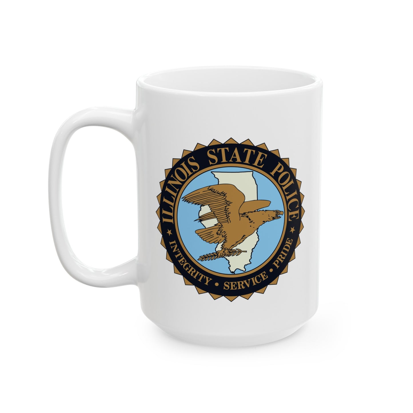 Illinois State Police Coffee Mug - Double Sided White Ceramic 15oz by TheGlassyLass.com